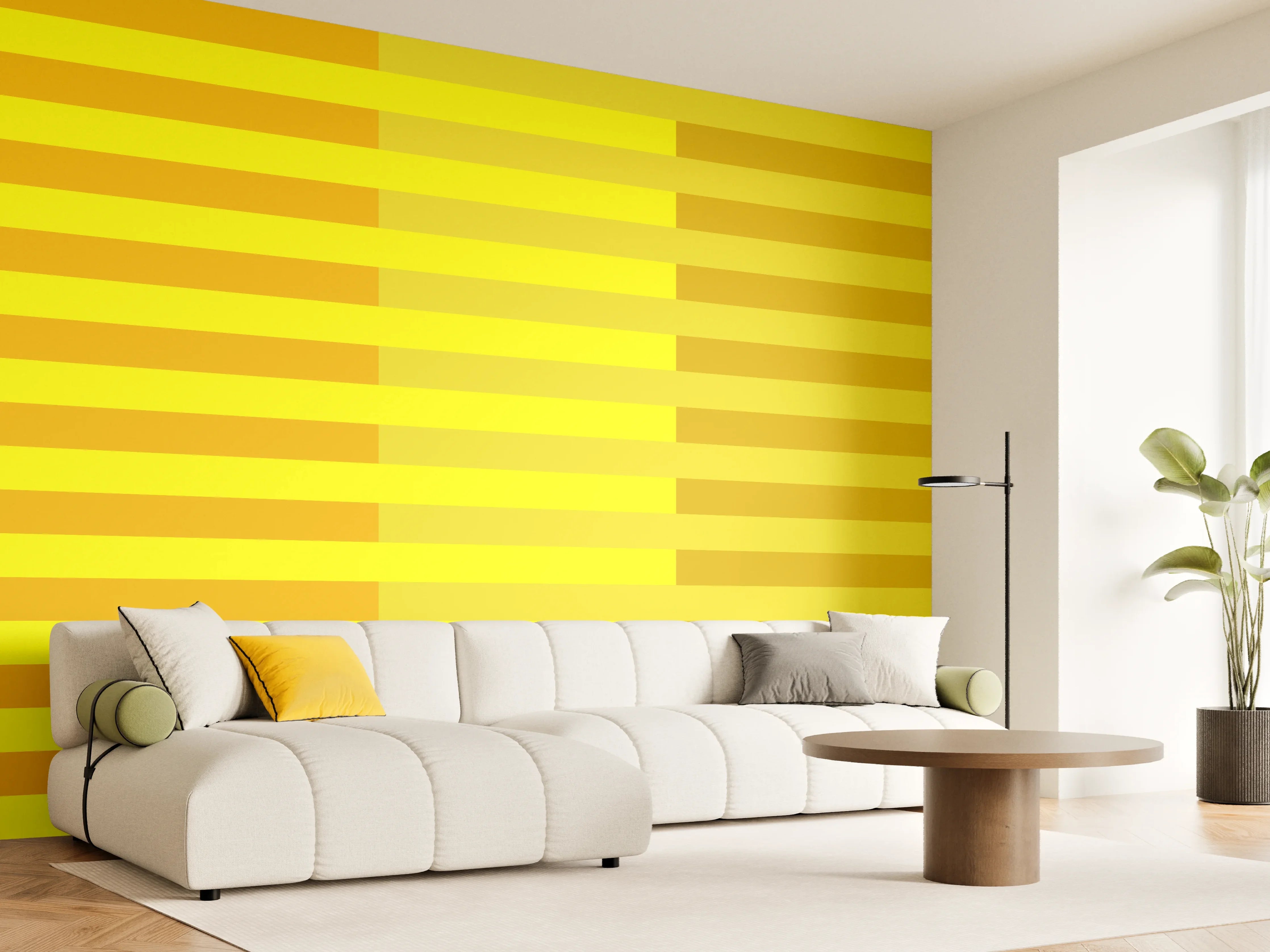 Wandverkleidung Wohnzimmer - The Yellows - Multy Stripes - Lemon