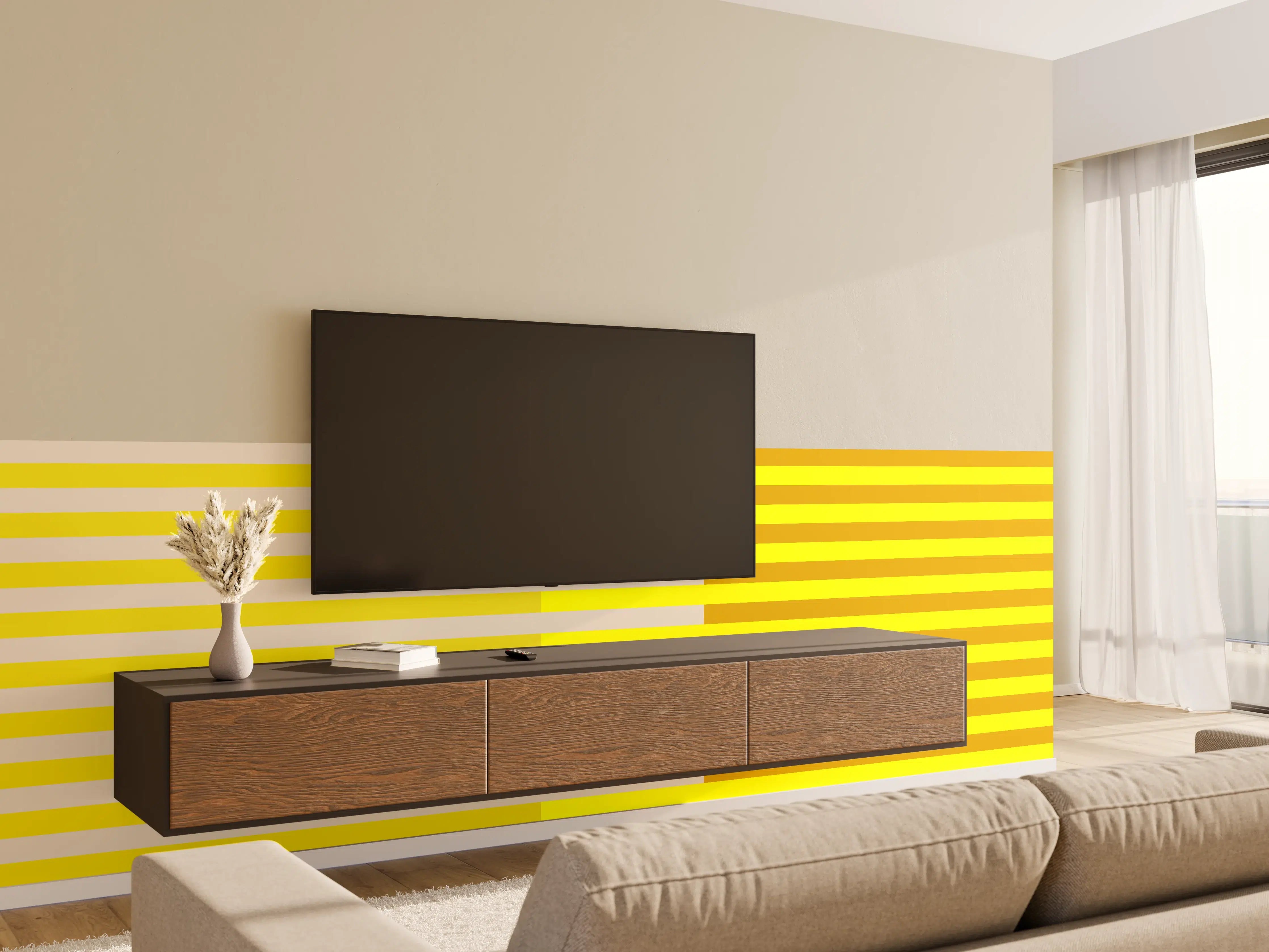 Wandverkleidung Wohnzimmer - The Yellows - Multy Stripes - Vanilla