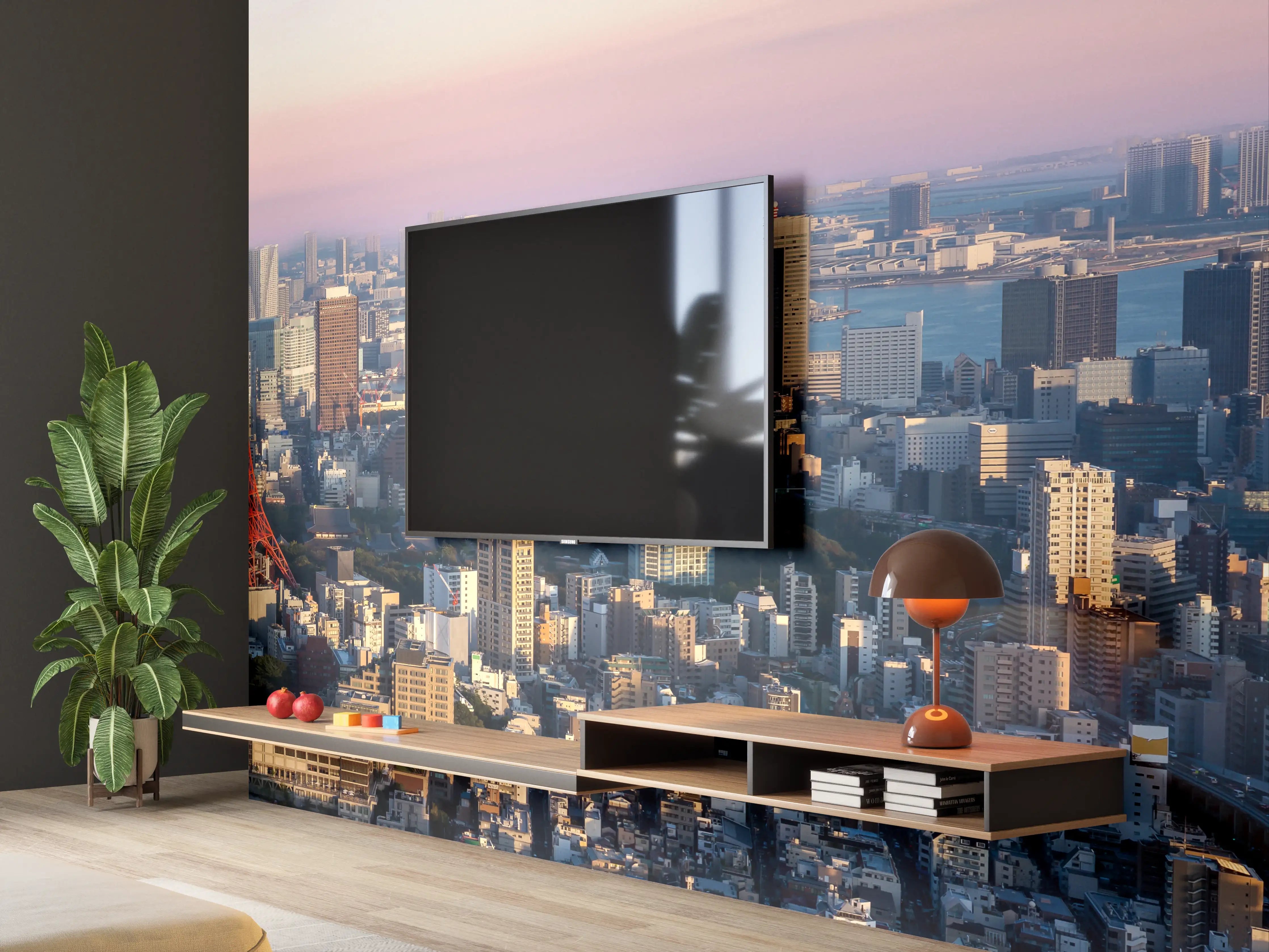 Wandverkleidung Wohnzimmer - Tokio Skyline mit Tokyo Tower