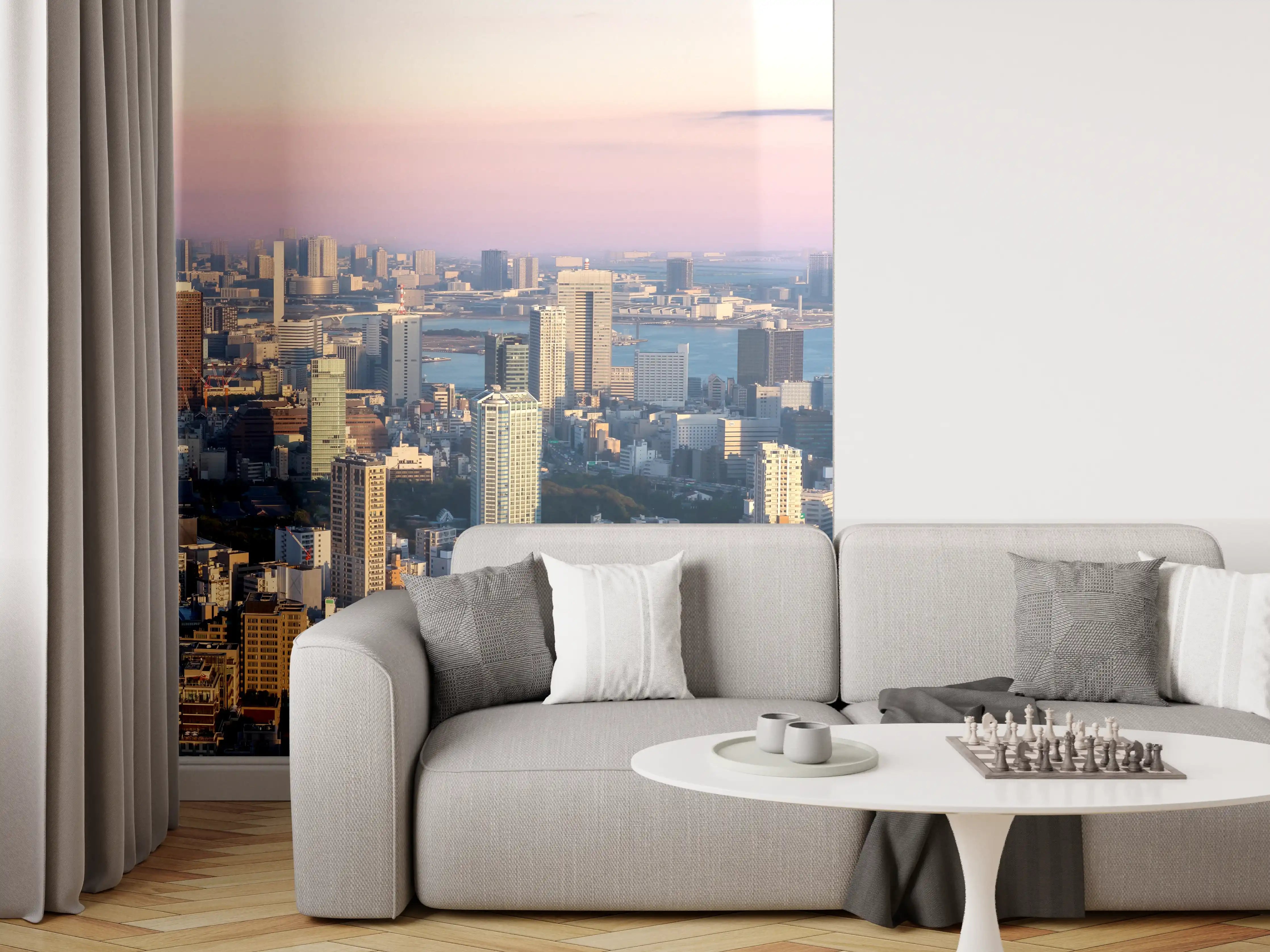 Wandverkleidung Wohnzimmer - Tokio Skyline mit Tokyo Tower