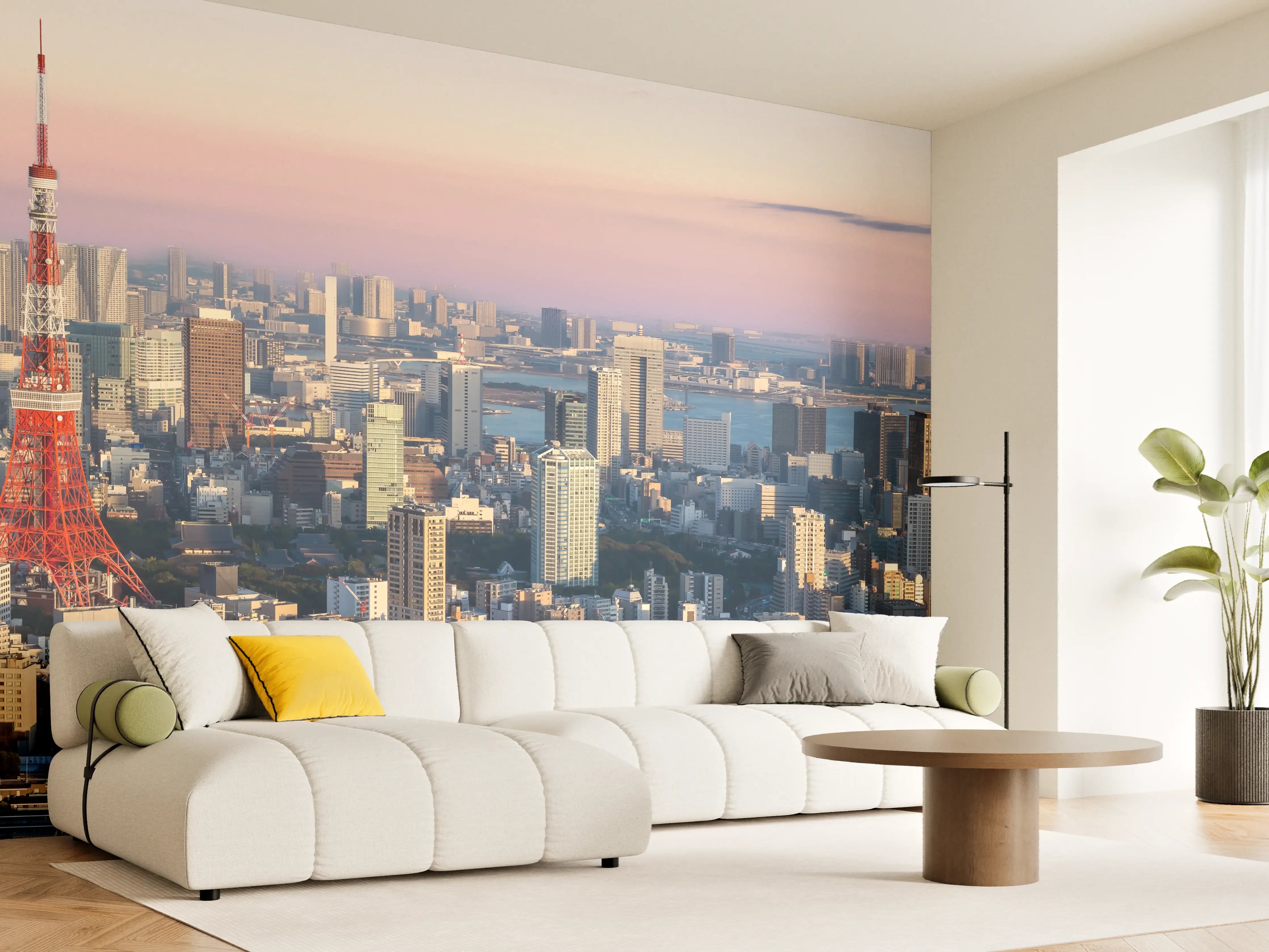 Wandverkleidung Wohnzimmer - Tokio Skyline mit Tokyo Tower