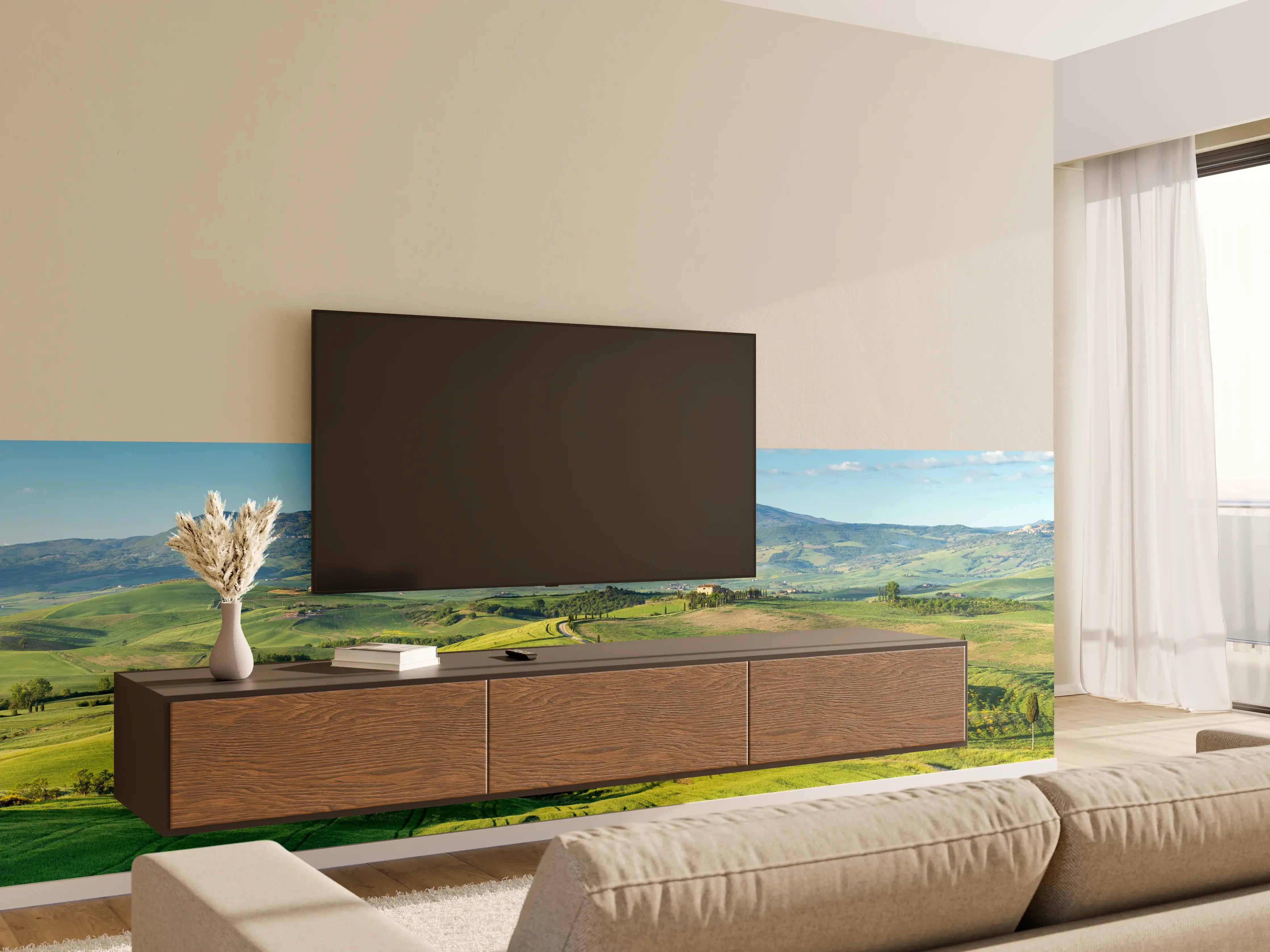Wandverkleidung Wohnzimmer - Toskana Hügel Panorama