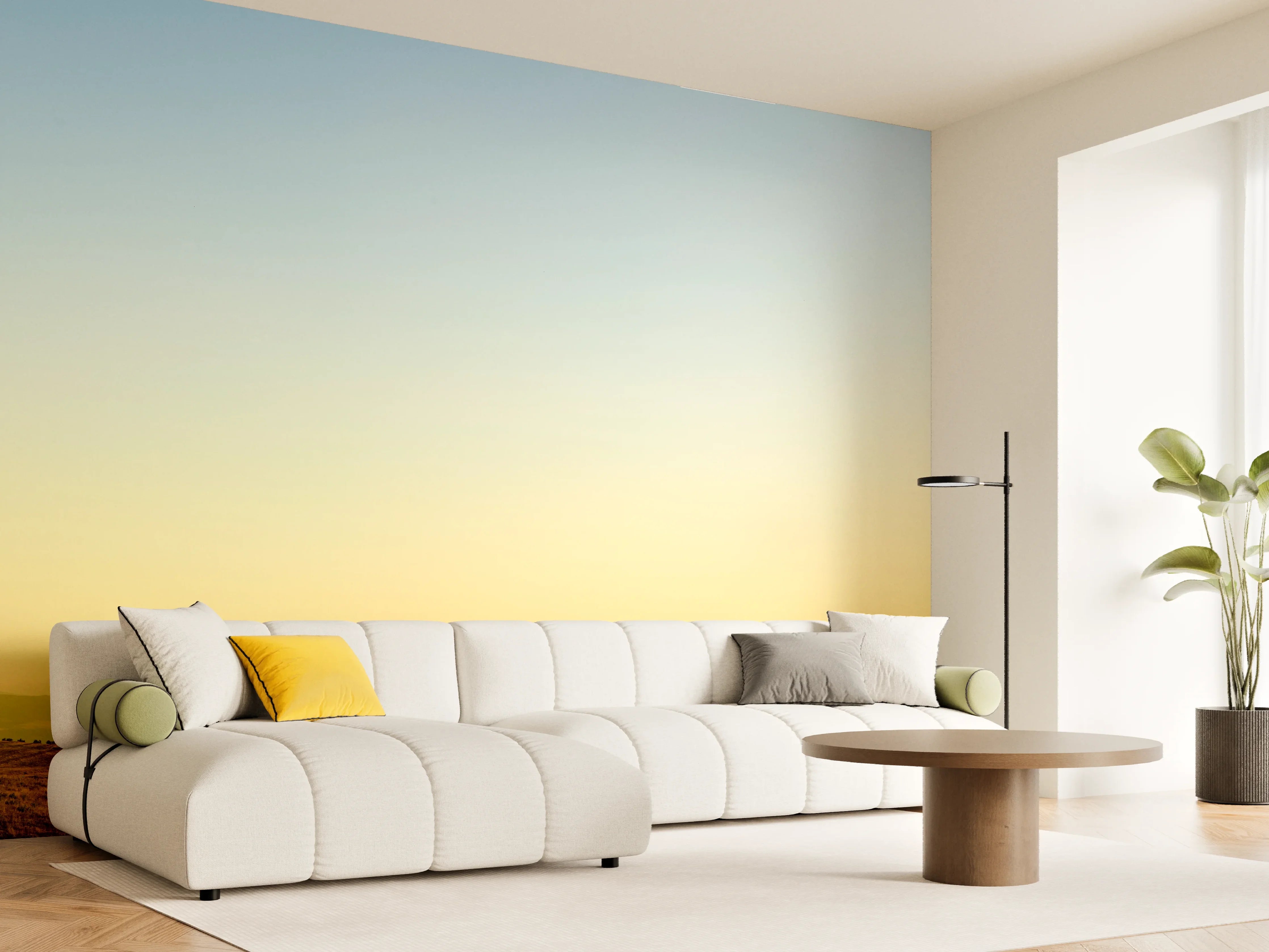 Wandverkleidung Wohnzimmer - Toskanische Hügel im Abendlicht