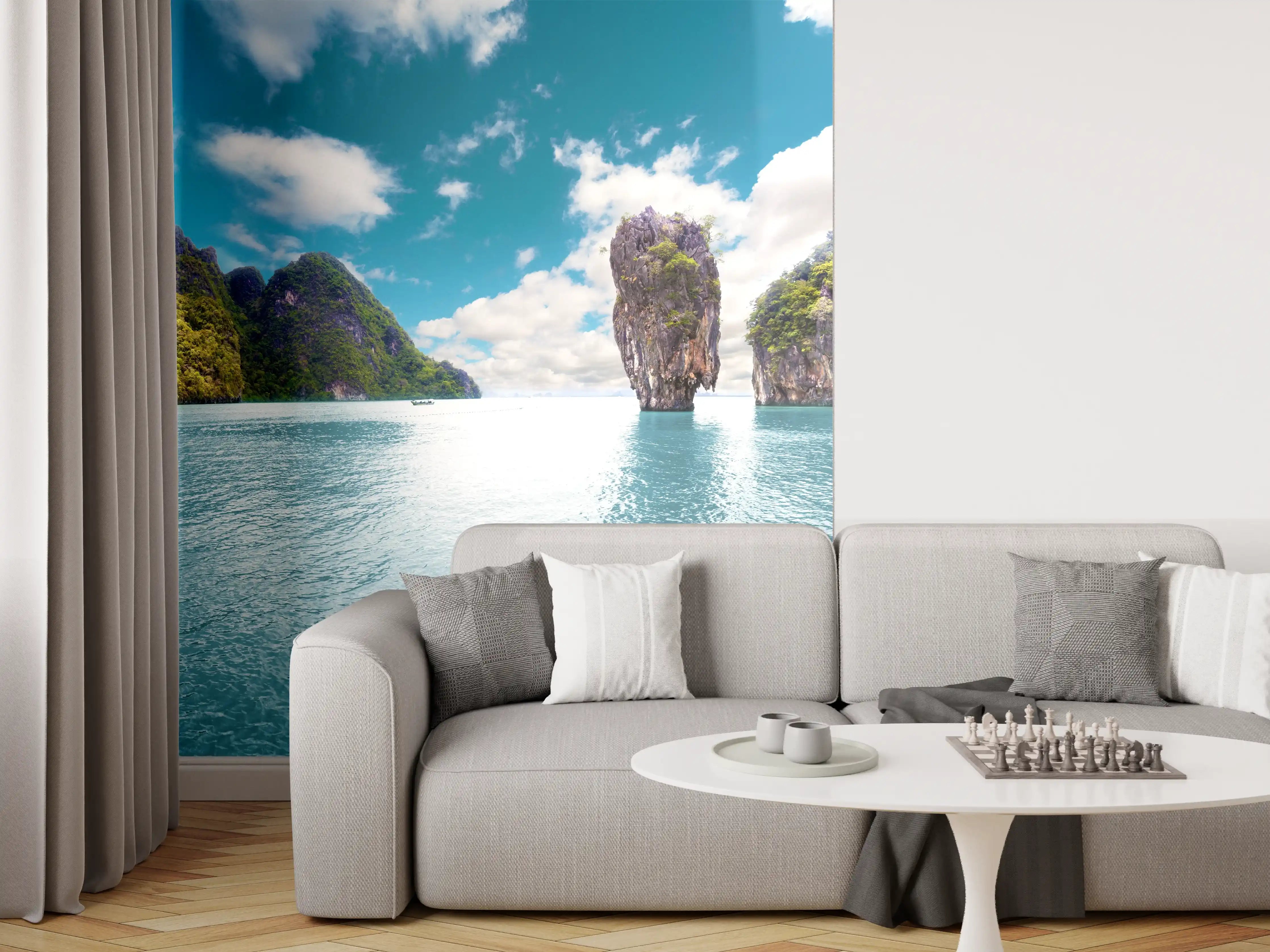 Wandverkleidung Wohnzimmer - Traumhafte Inselkulisse in Thailand