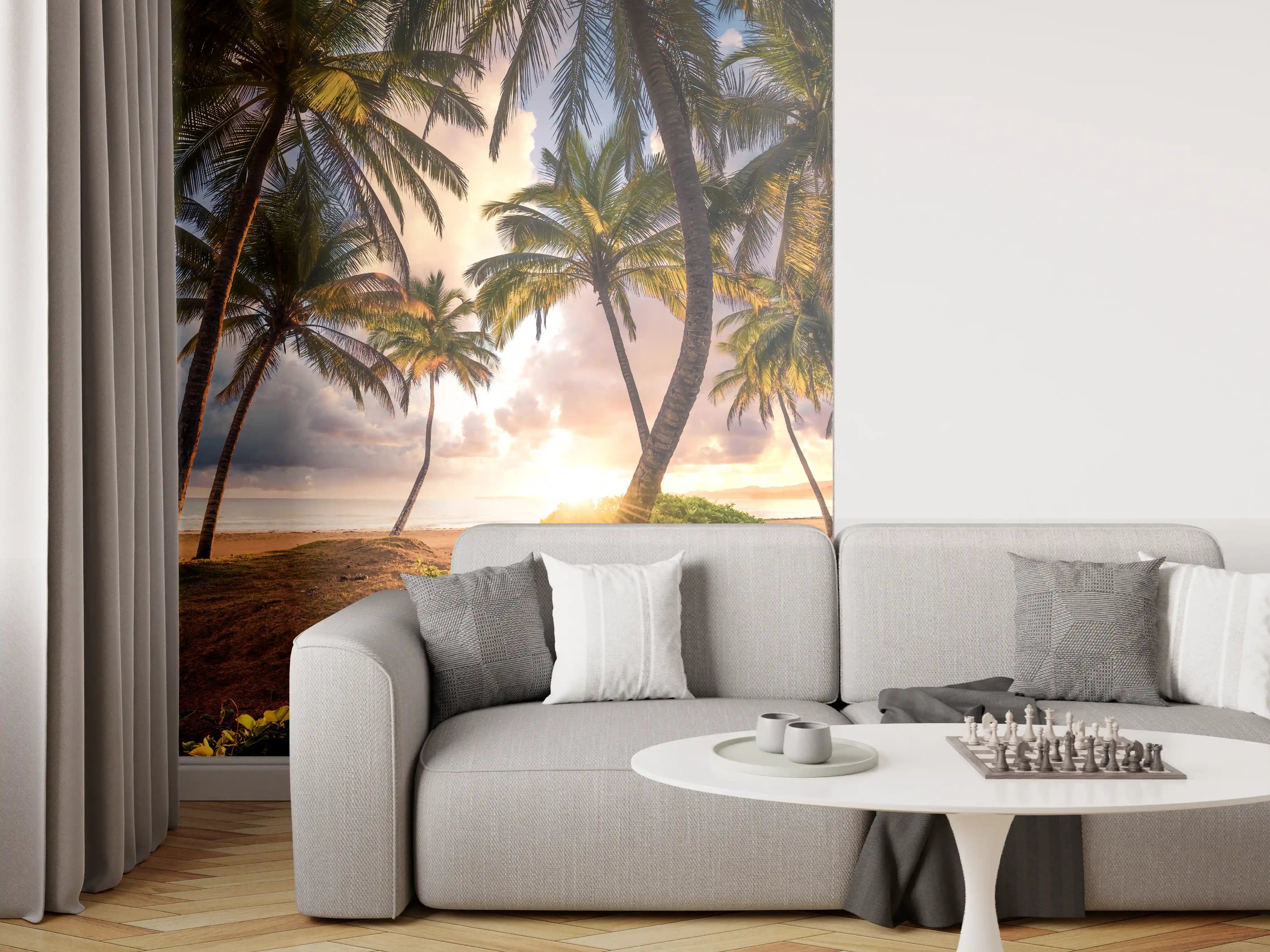 Wandverkleidung Wohnzimmer - Traumhafte Sonnenuntergangsstimmung am Strand