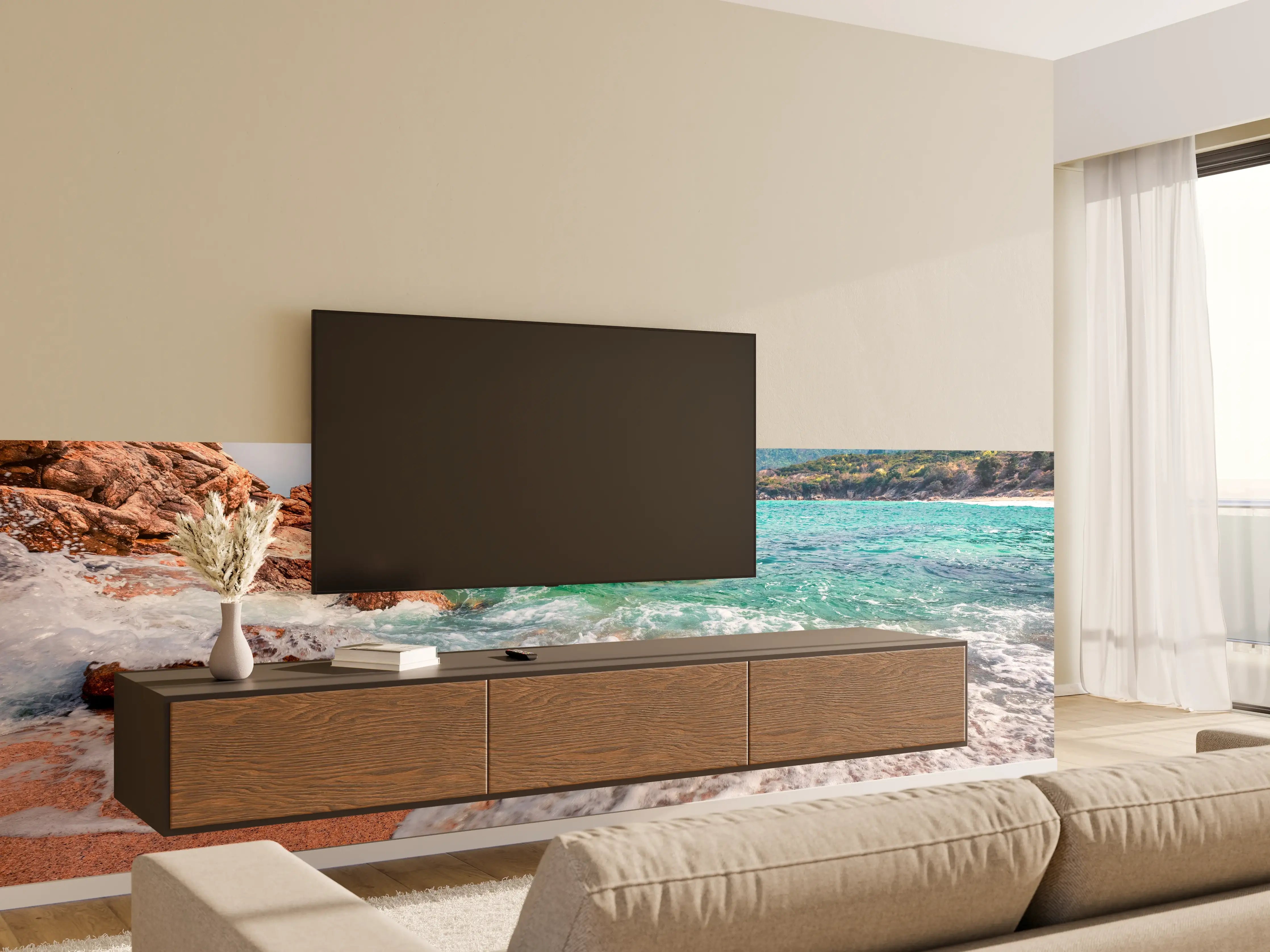 Wandverkleidung Wohnzimmer - Traumhafte Strandlandschaft mit klarem Wasser