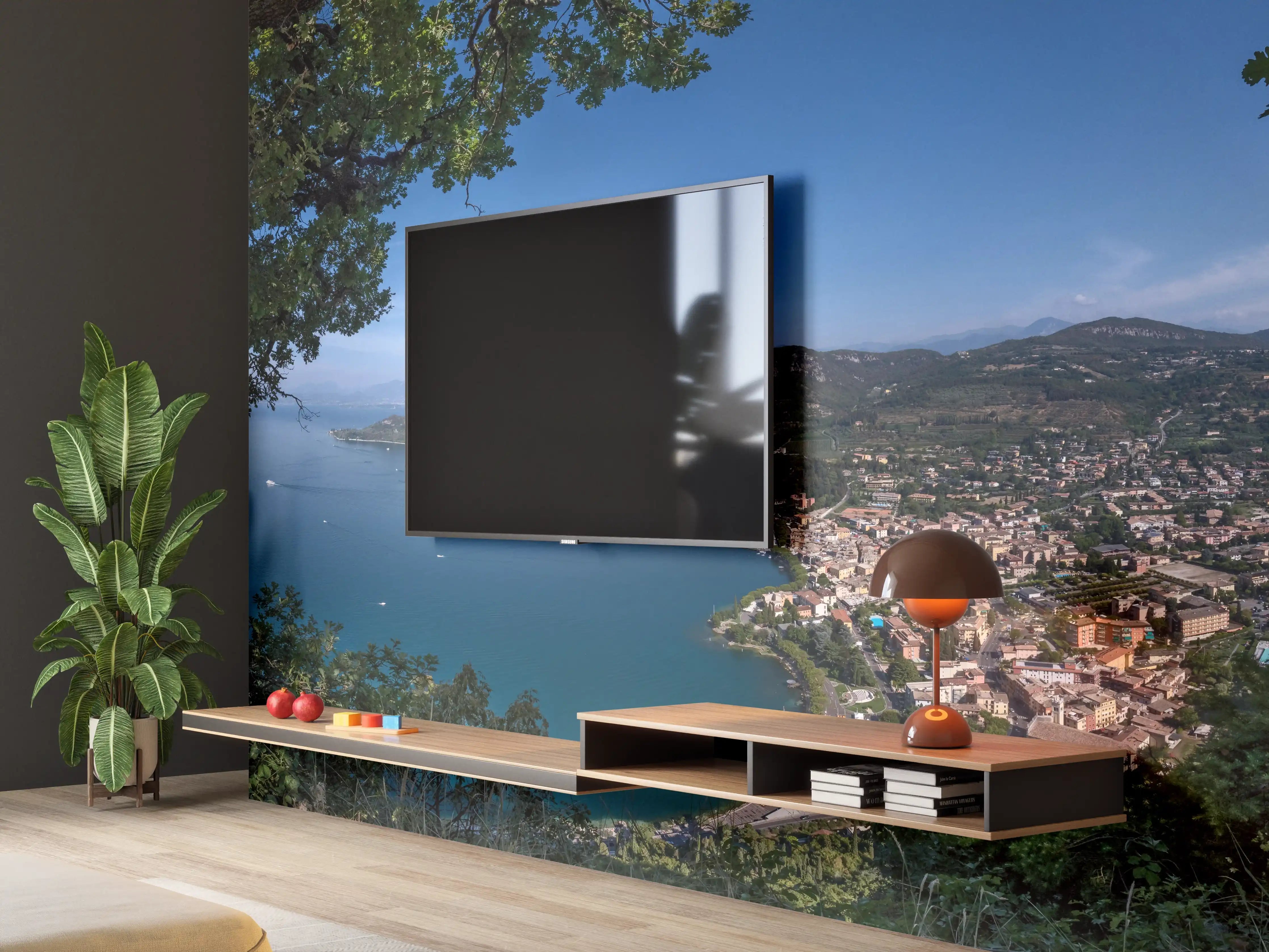 Wandverkleidung Wohnzimmer - Traumhafter Ausblick auf Gardasee Italien