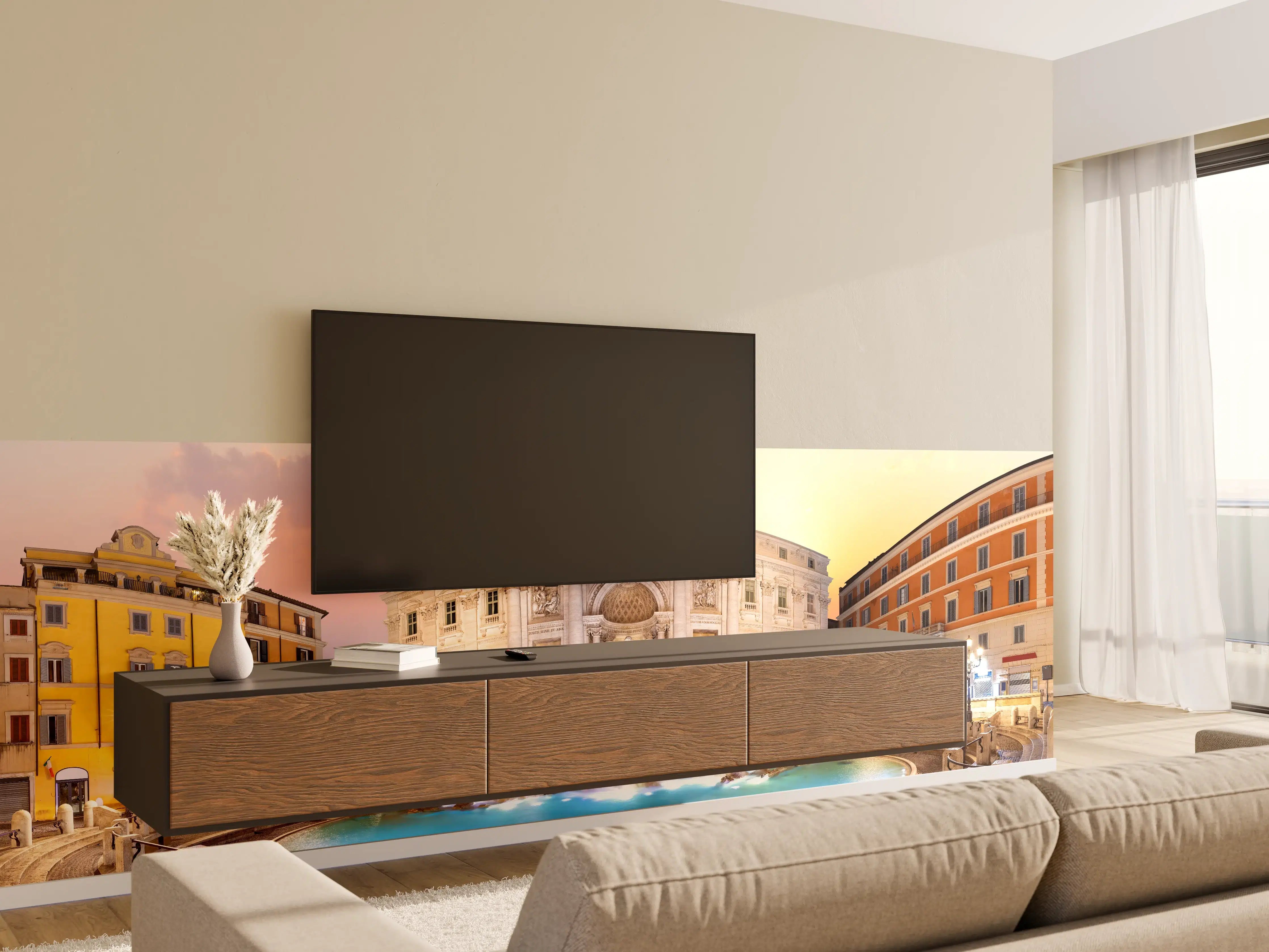 Wandverkleidung Wohnzimmer - Trevi-Brunnen bei Sonnenaufgang