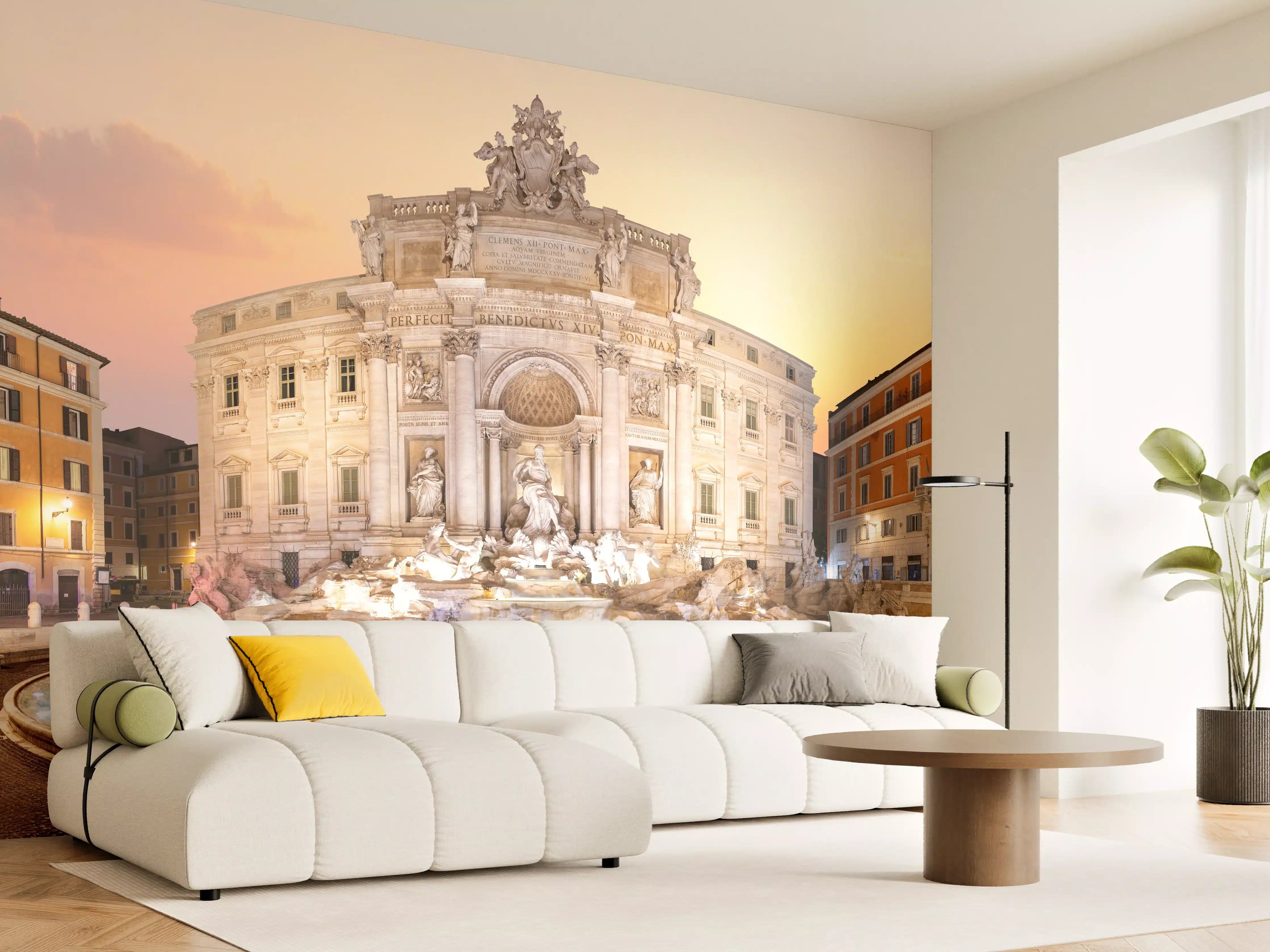 Wandverkleidung Wohnzimmer - Trevi-Brunnen bei Sonnenaufgang