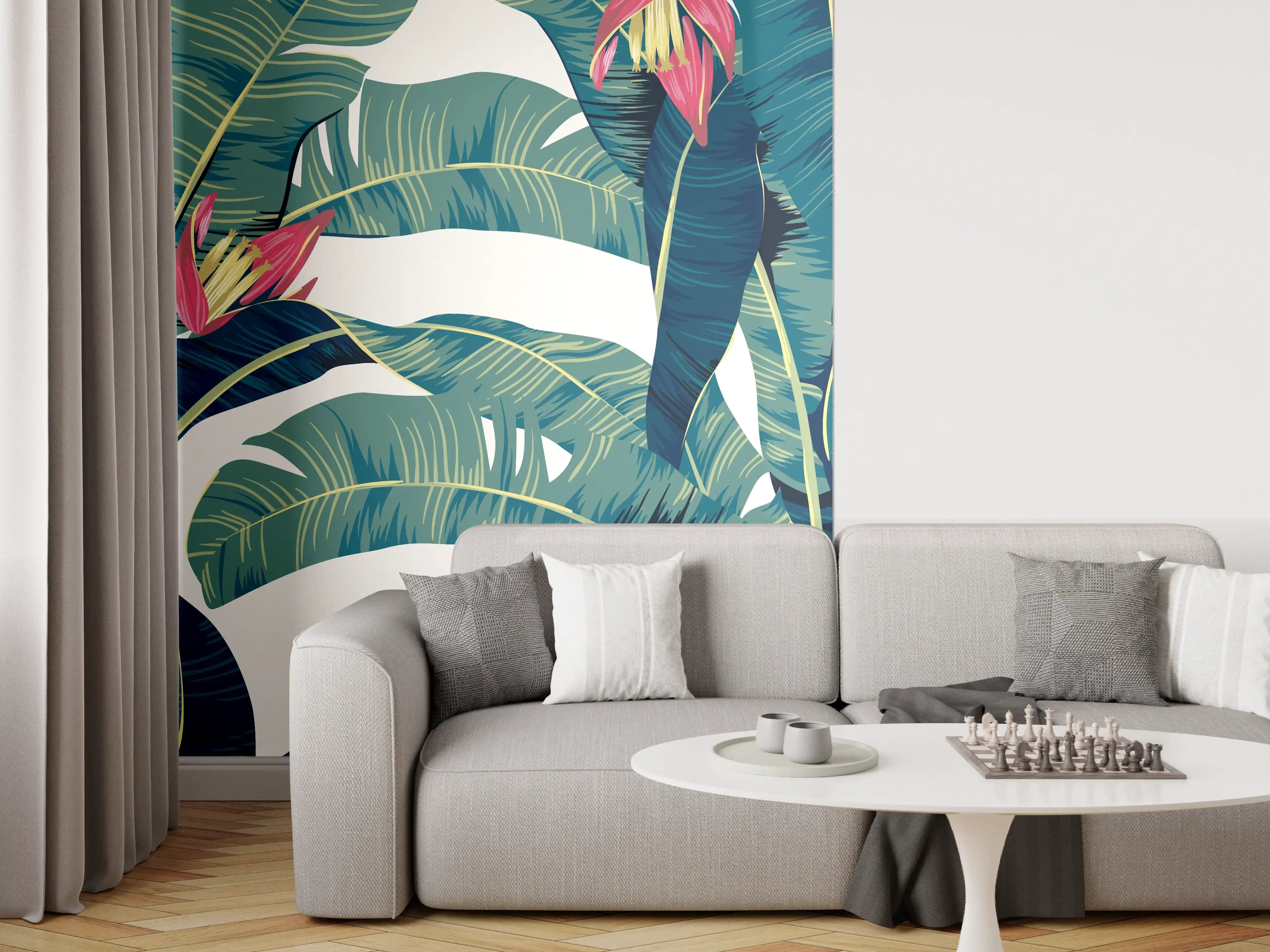 Wandverkleidung Wohnzimmer - Tropisch Grün