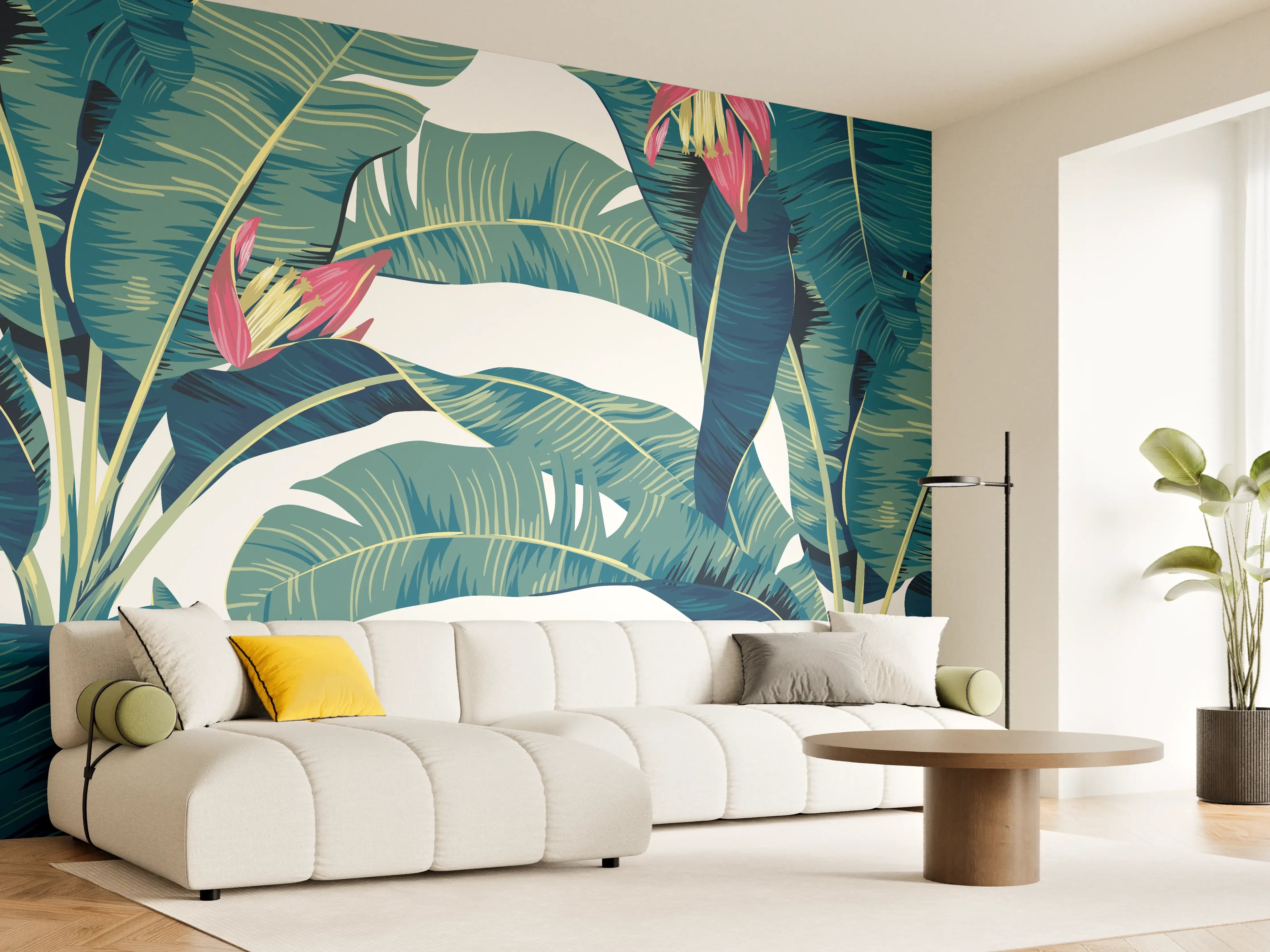 Wandverkleidung Wohnzimmer - Tropisch Grün