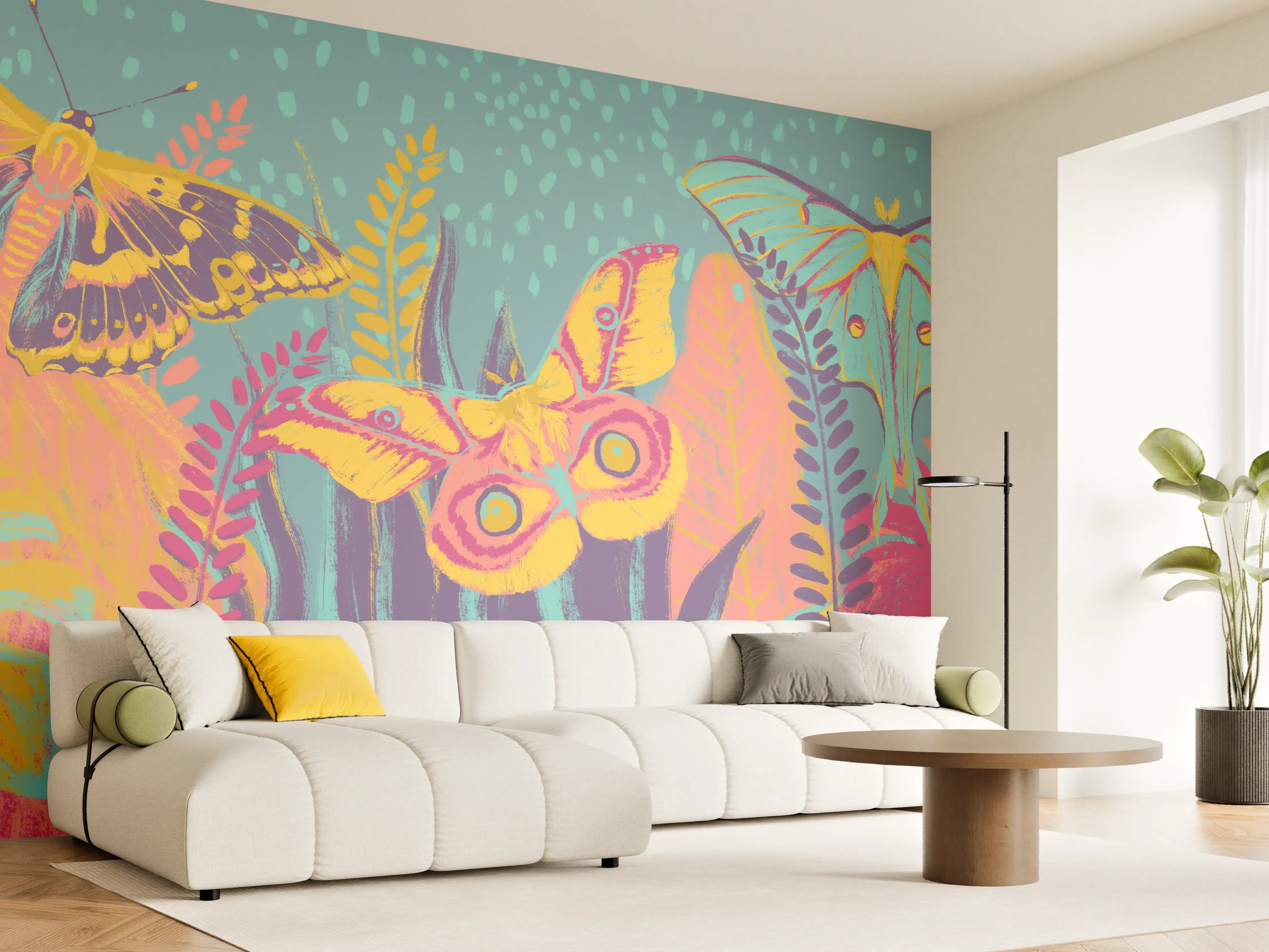 Wandverkleidung Wohnzimmer - Tropischer Blick - Bunt