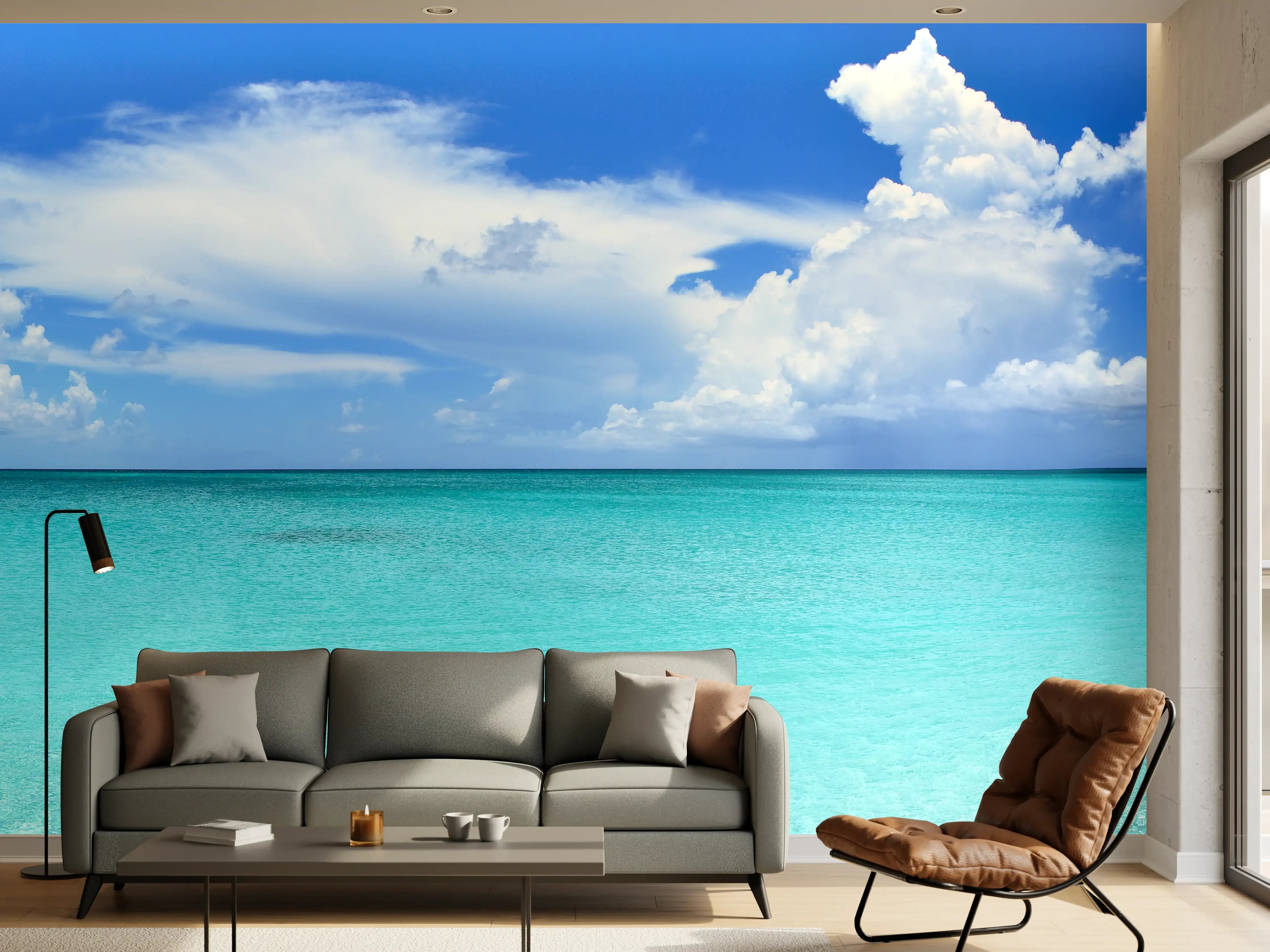 Wandverkleidung Wohnzimmer - Tropischer Strand mit klarem Wasser