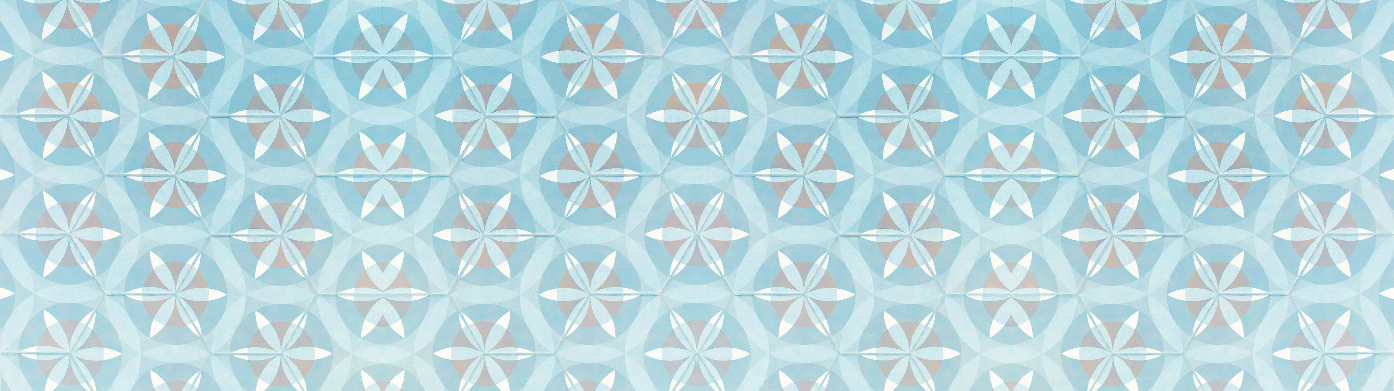 Wandverkleidung Wohnzimmer-Türkis-Braun Vintage geometrisch Mosaik