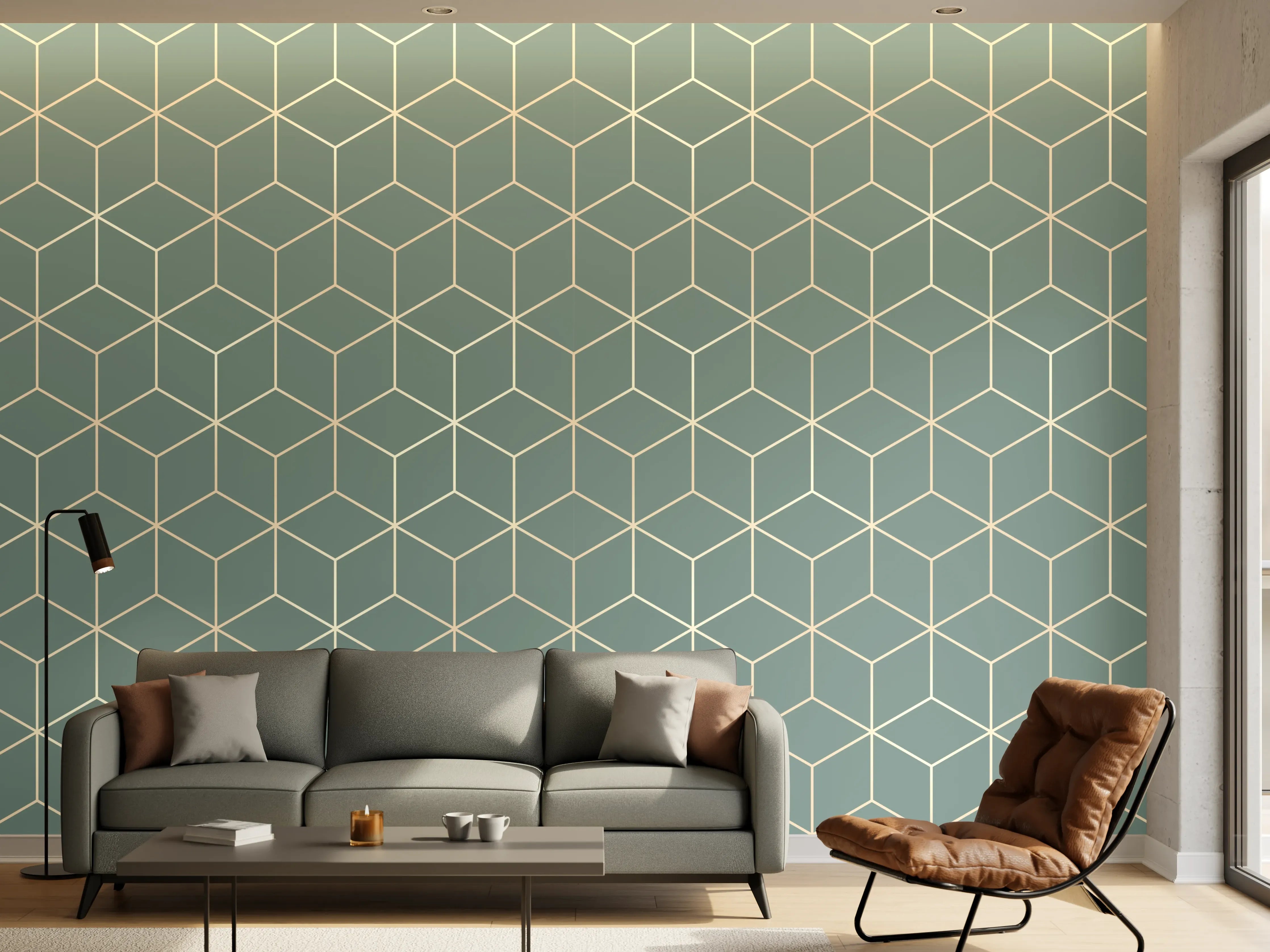 Wandverkleidung Wohnzimmer - Türkis-Eleganz-Muster
