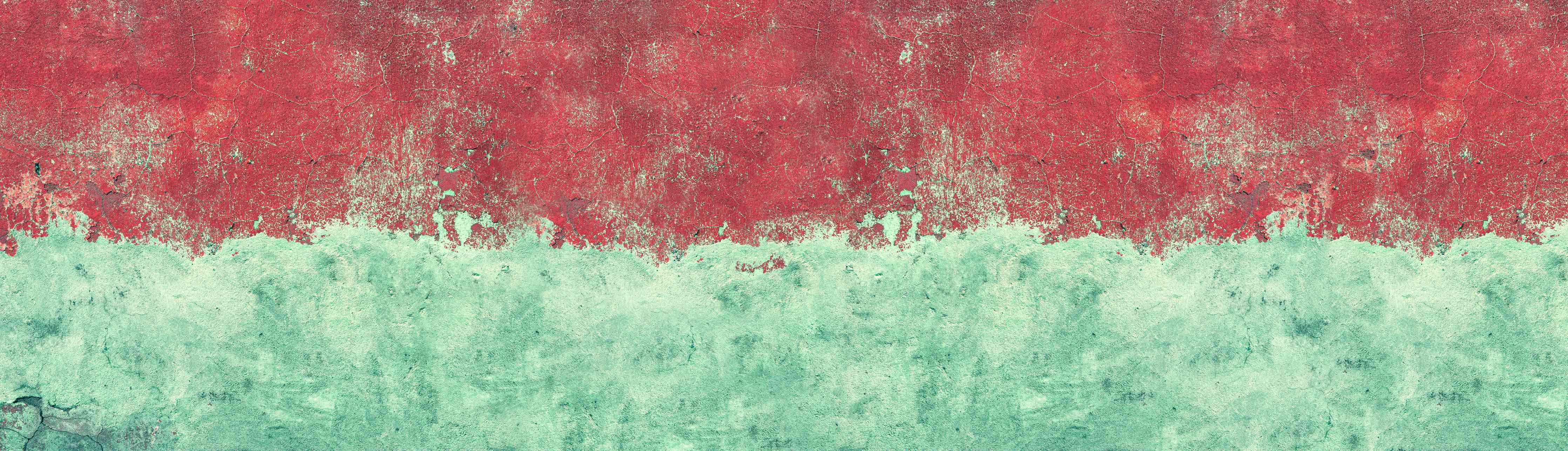 Wandverkleidung Wohnzimmer-Türkis-rote Wand im Grunge-Stil