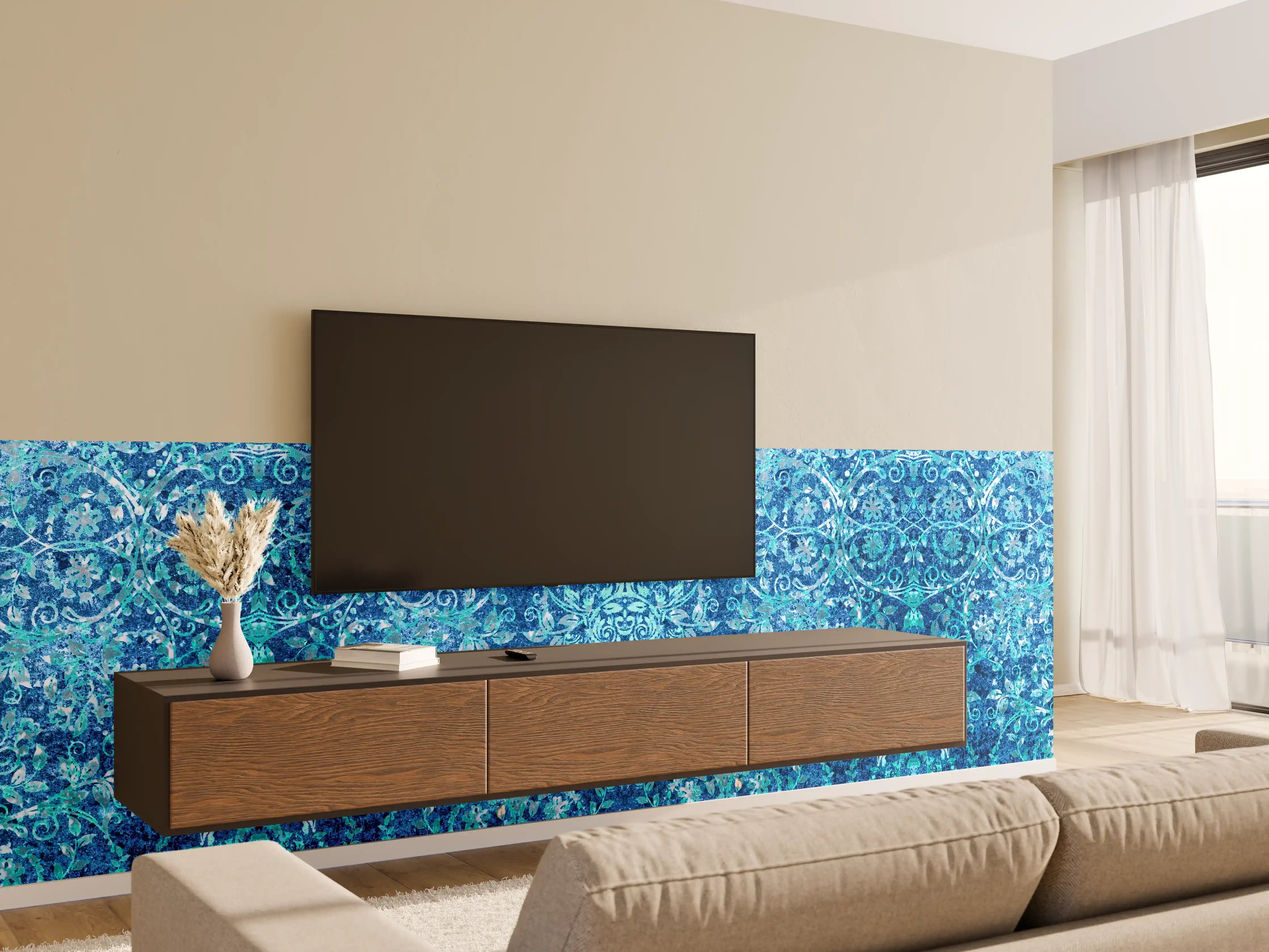 Wandverkleidung Wohnzimmer - Türkise Aquamarin Wand Textur