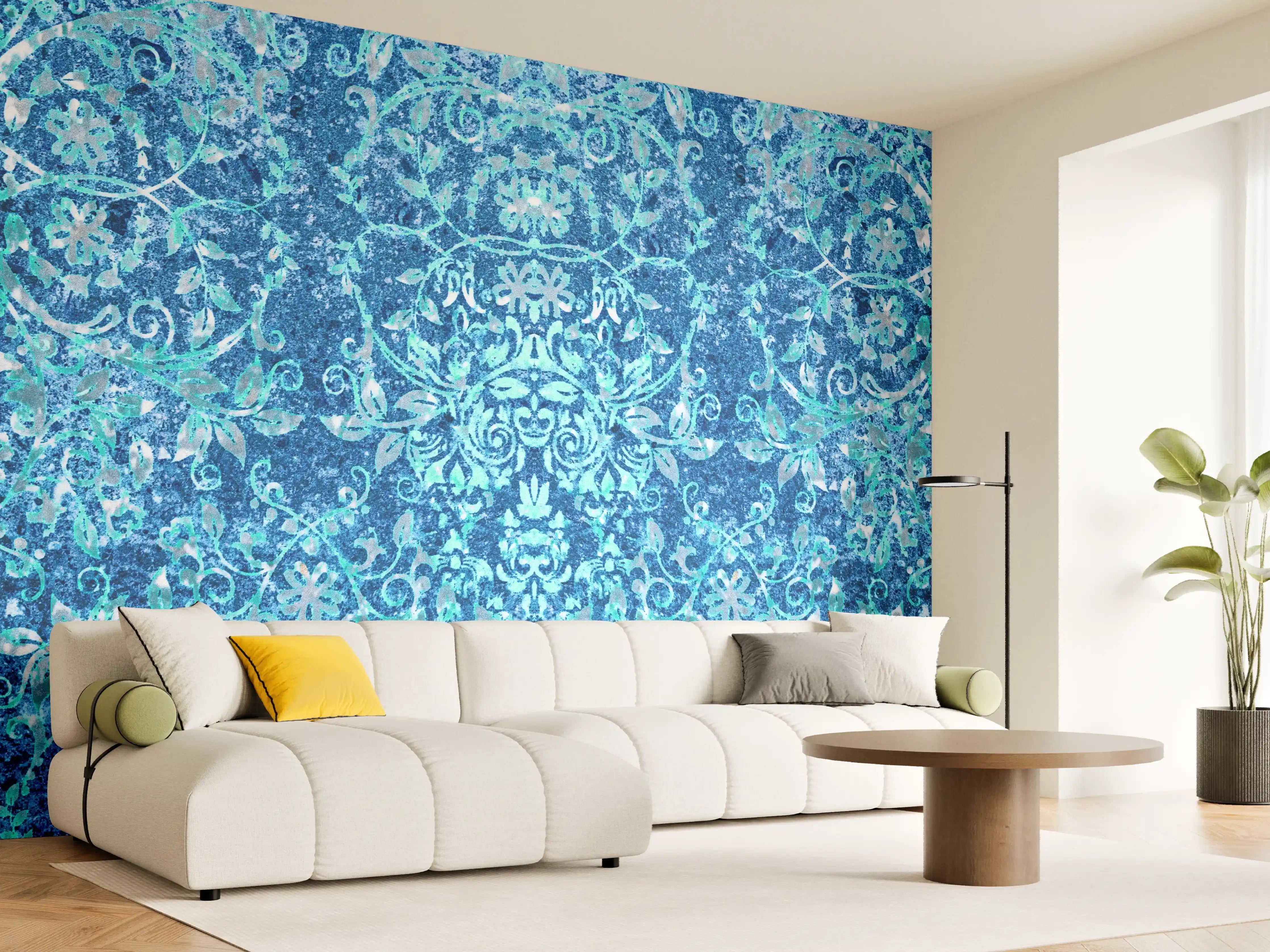 Wandverkleidung Wohnzimmer - Türkise Aquamarin Wand Textur