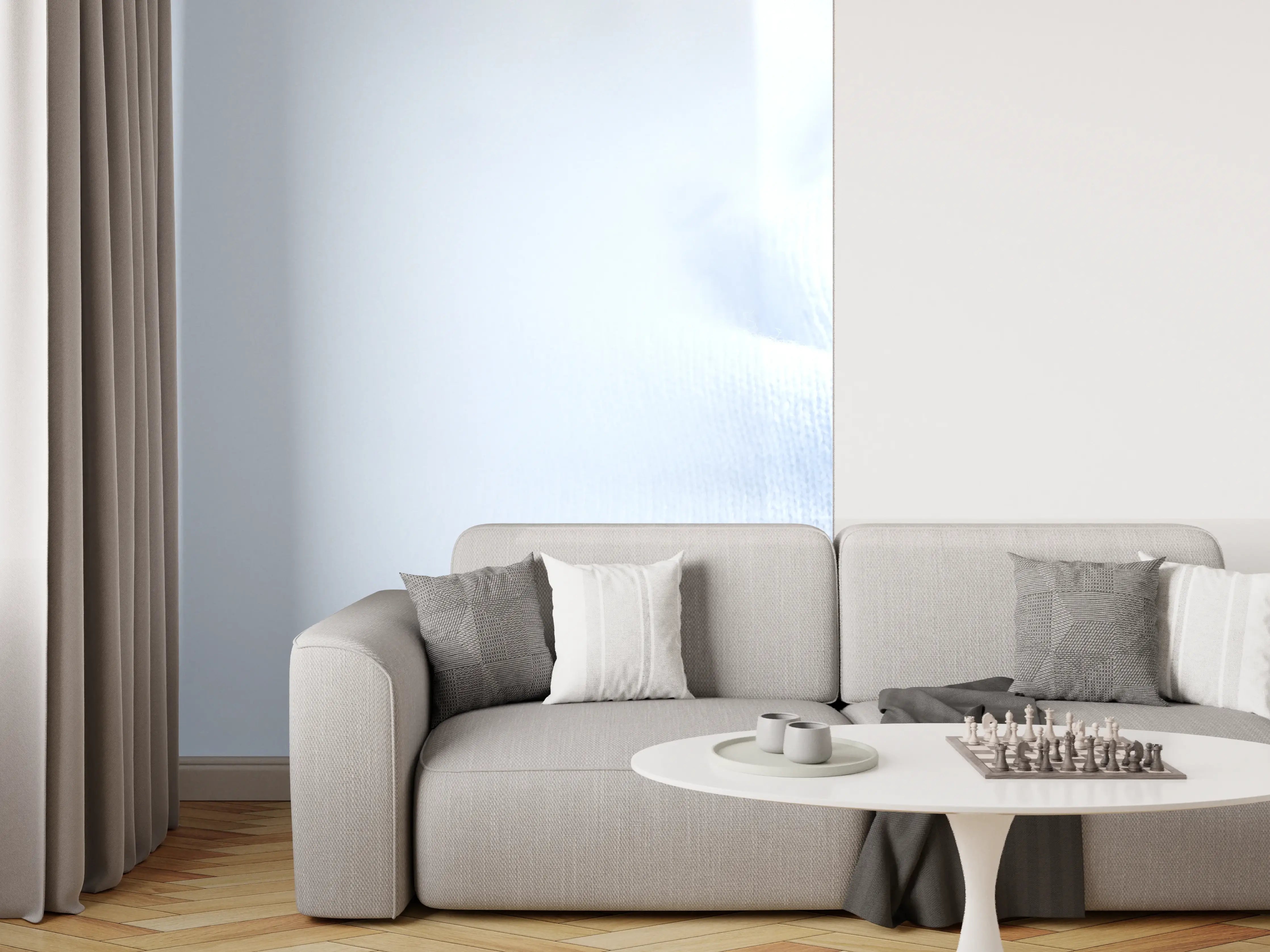 Wandverkleidung Wohnzimmer - Türkiser Kaschmirstoff