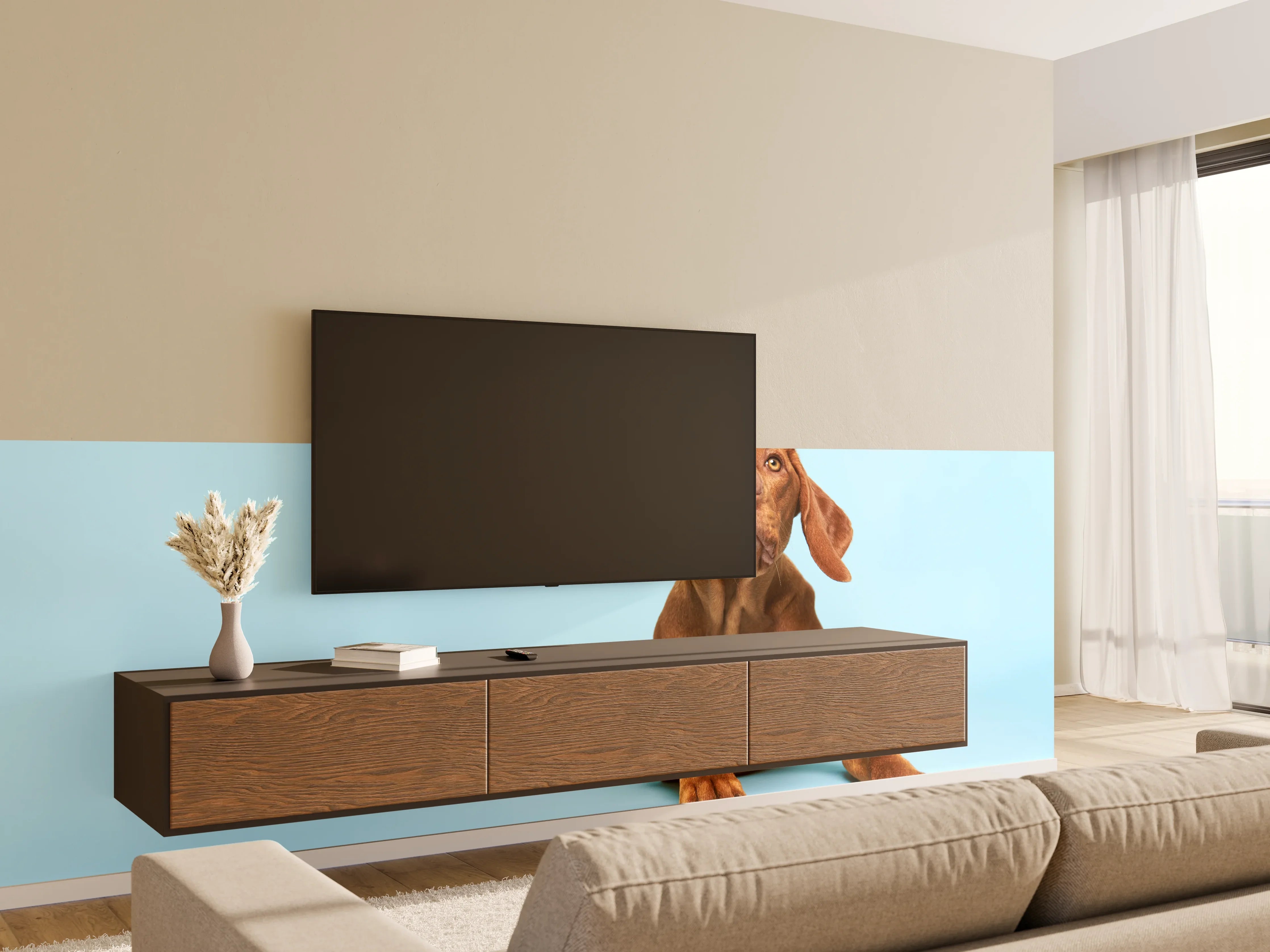 Wandverkleidung Wohnzimmer - Ungarischer Vizsla-Welpe Portrait