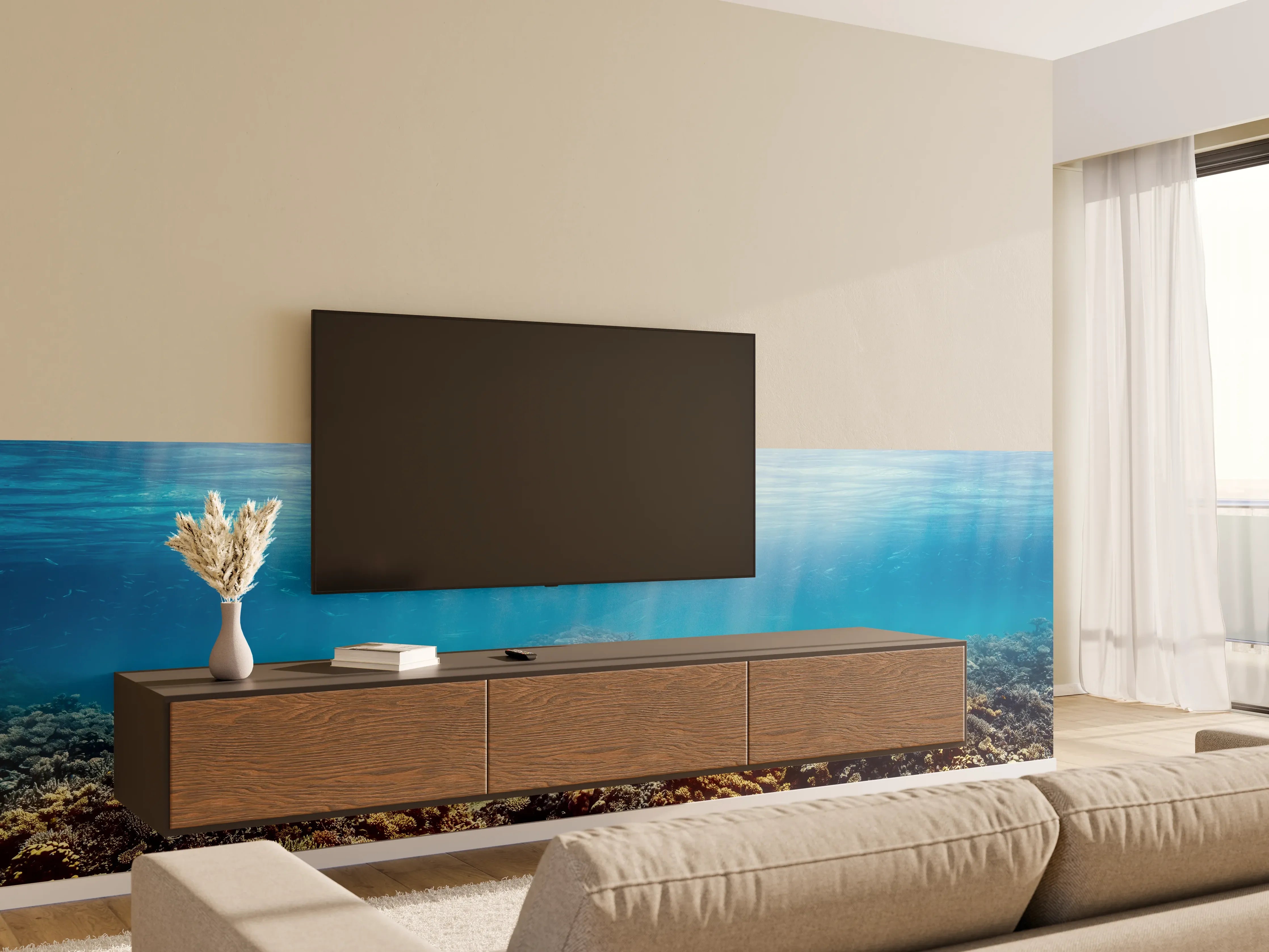 Wandverkleidung Wohnzimmer - Unterwasser-Korallenriff im Roten Meer
