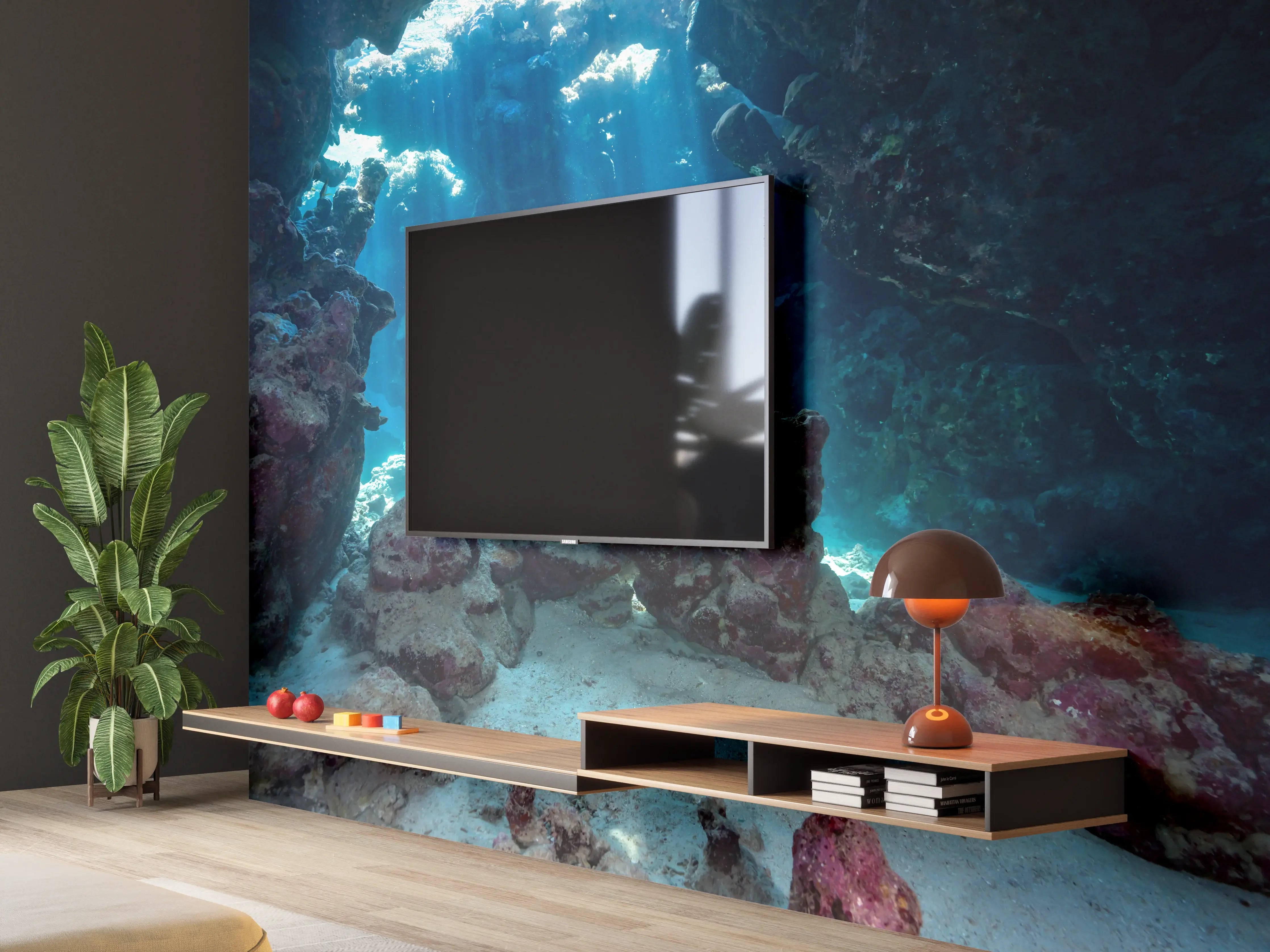 Wandverkleidung Wohnzimmer - Unterwasseransicht eines Riffs