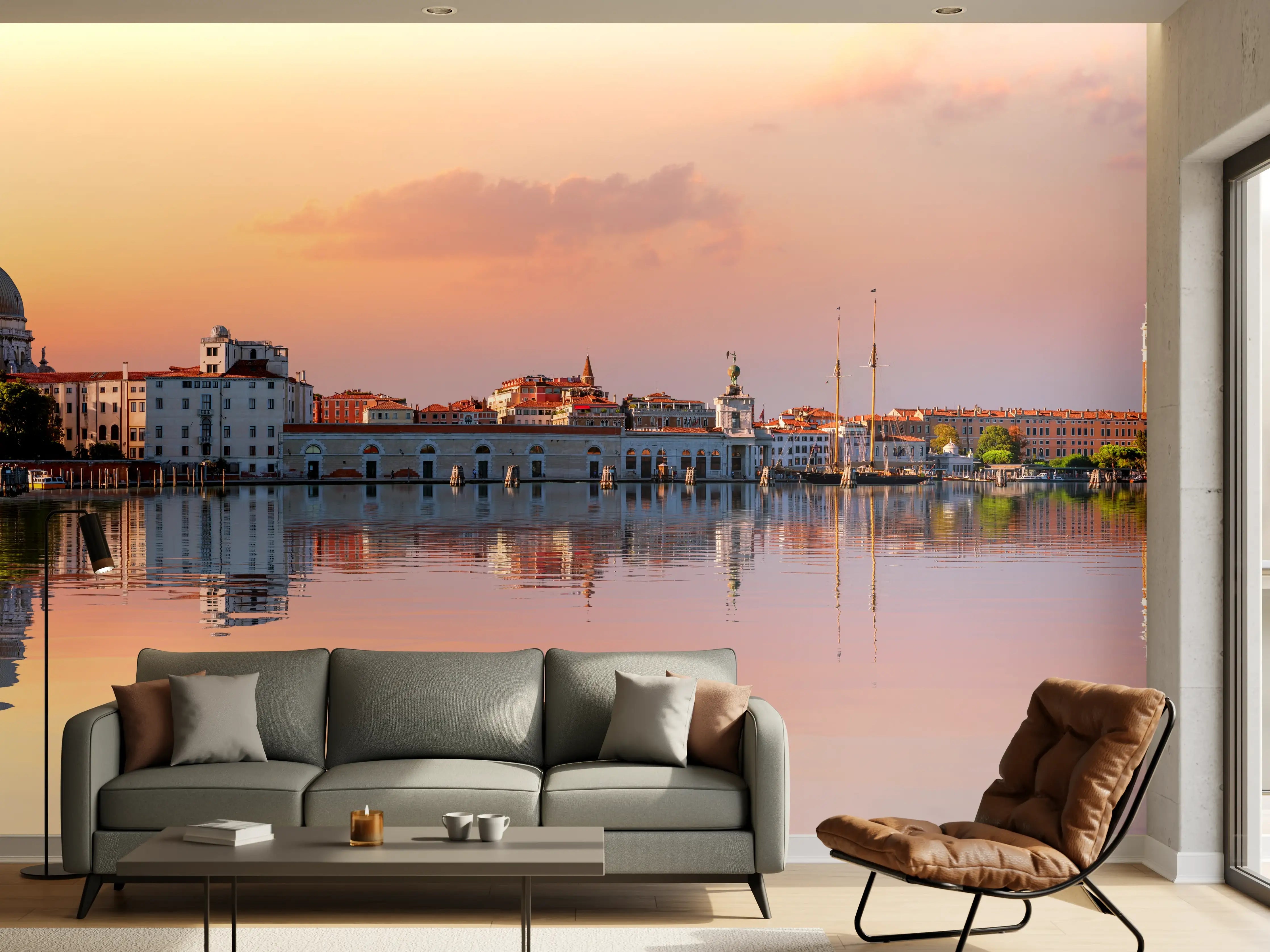 Wandverkleidung Wohnzimmer - Venedig-Panorama bei Sonnenuntergang