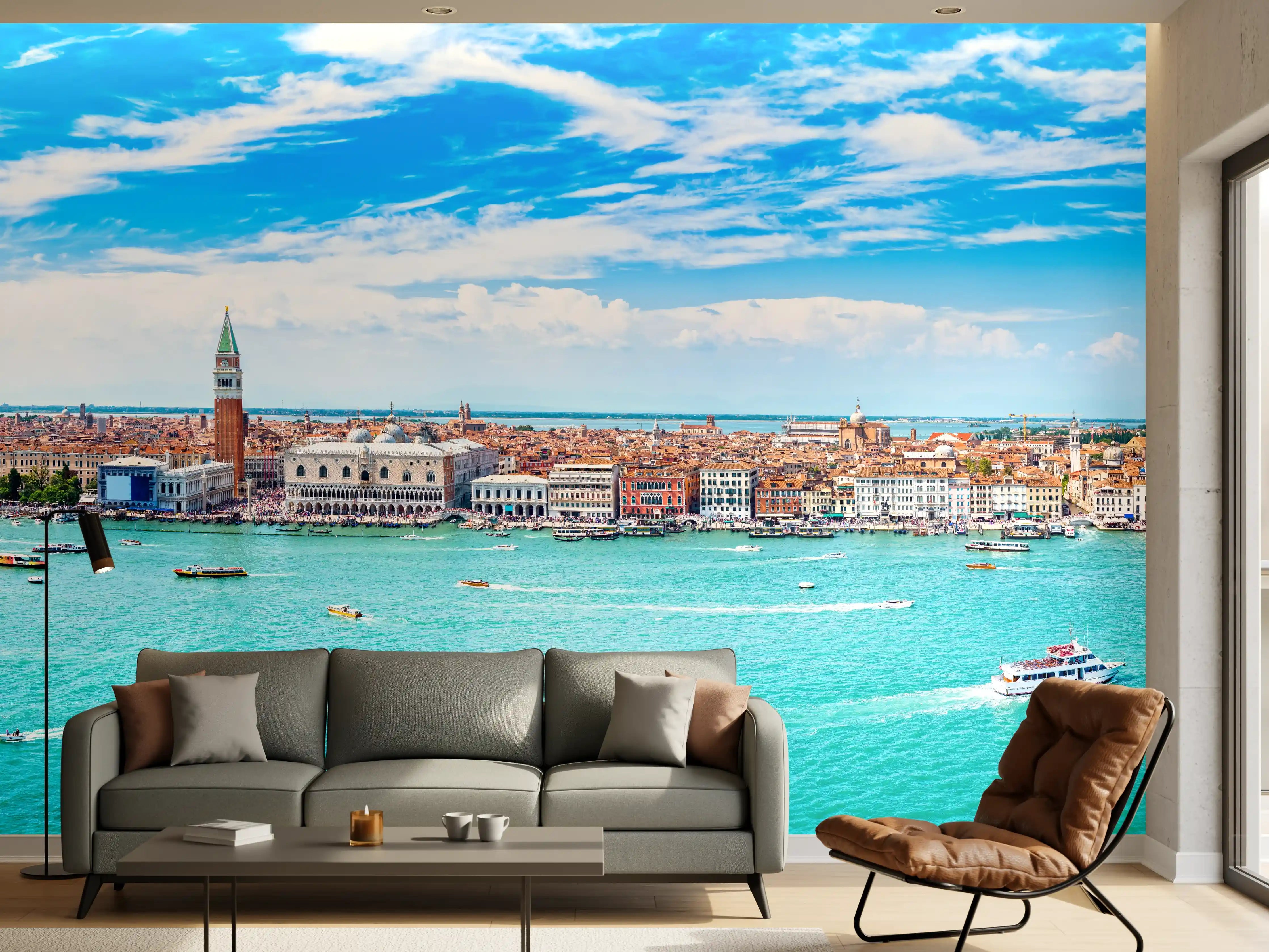 Wandverkleidung Wohnzimmer - Venedig Panoramaluftaufnahme