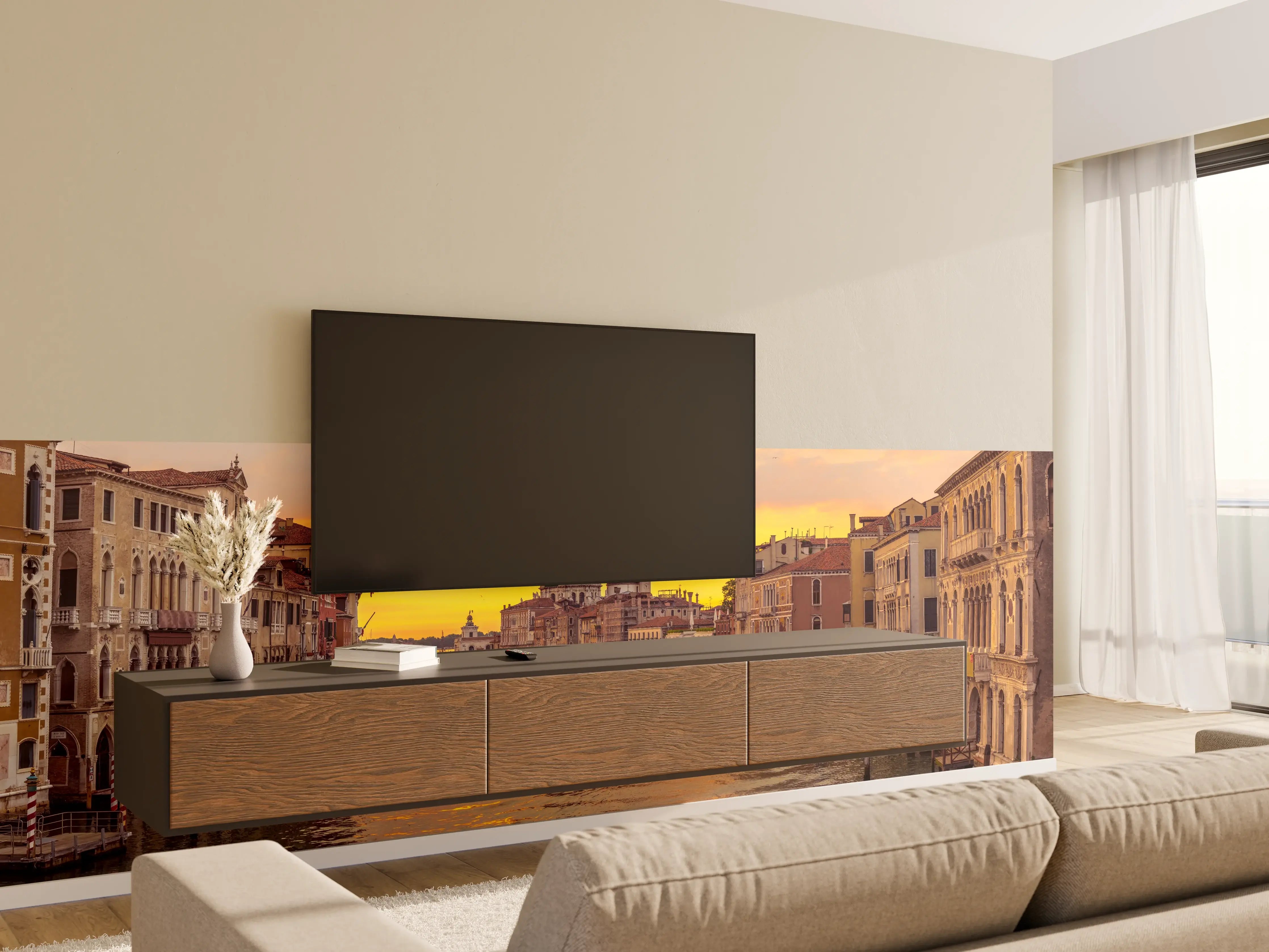 Wandverkleidung Wohnzimmer - Venedig Skyline Sonnenuntergang