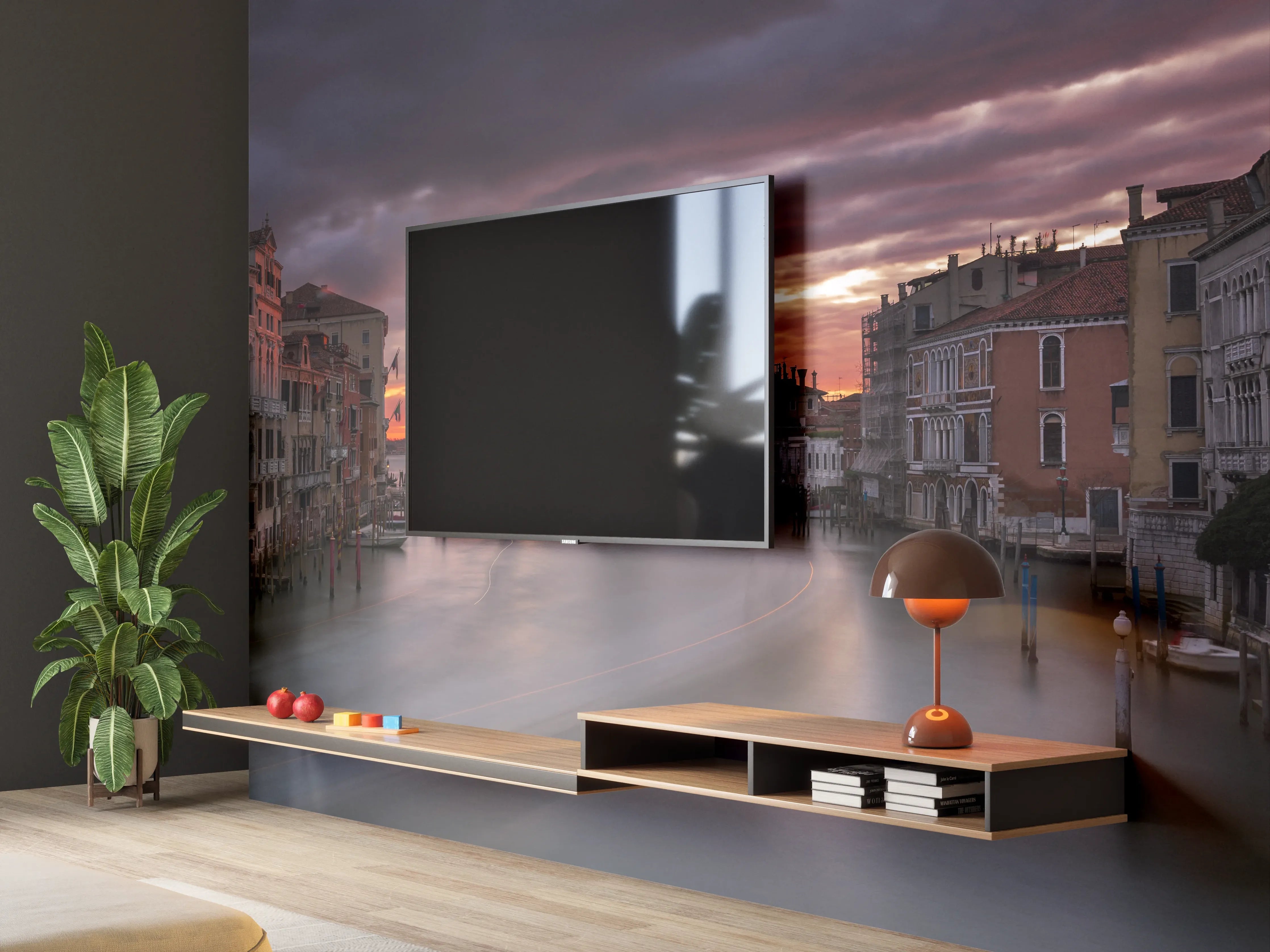 Wandverkleidung Wohnzimmer - Venetian Sunset Over Canal