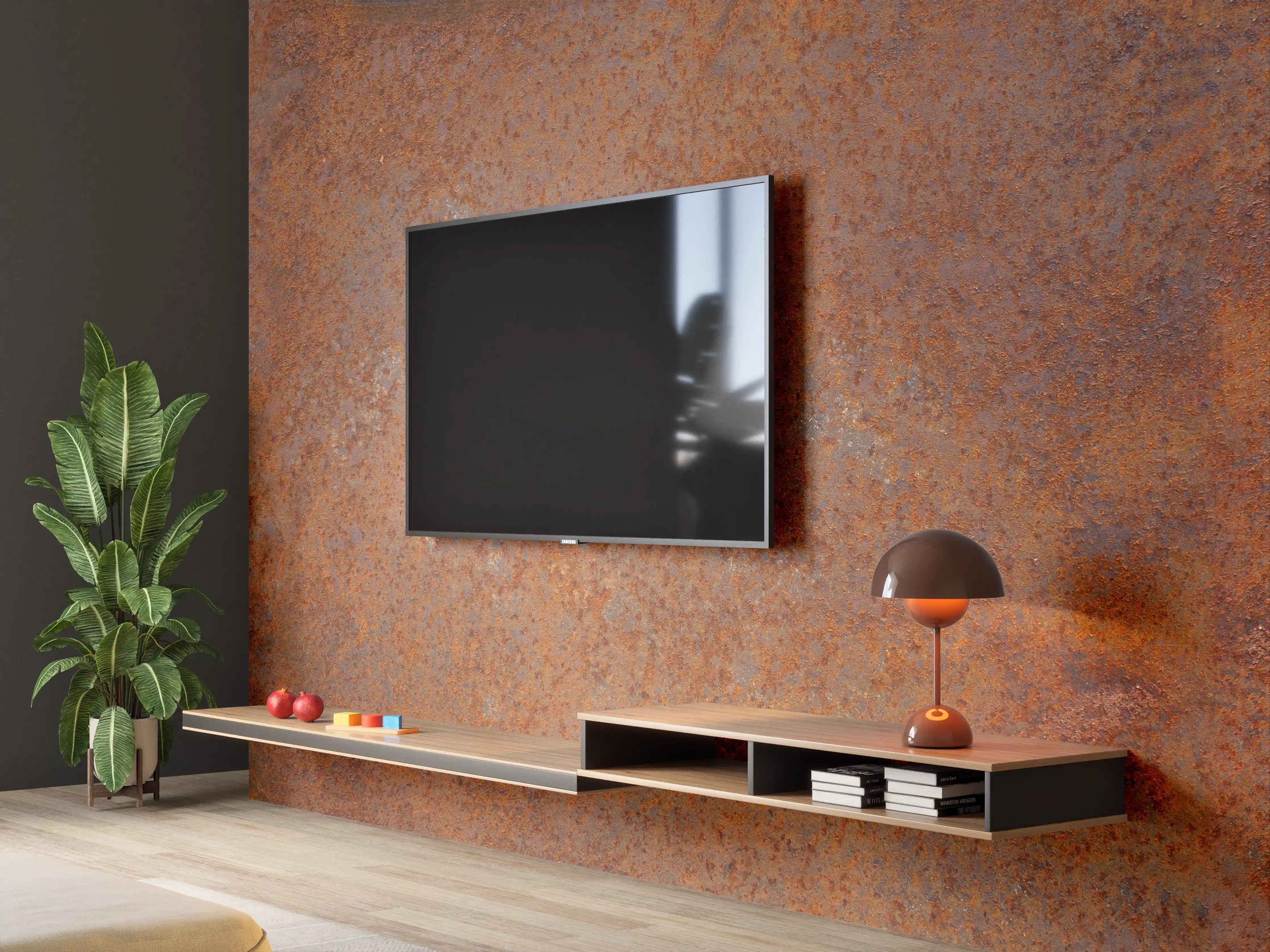 Wandverkleidung Wohnzimmer - Verrostetes Metall