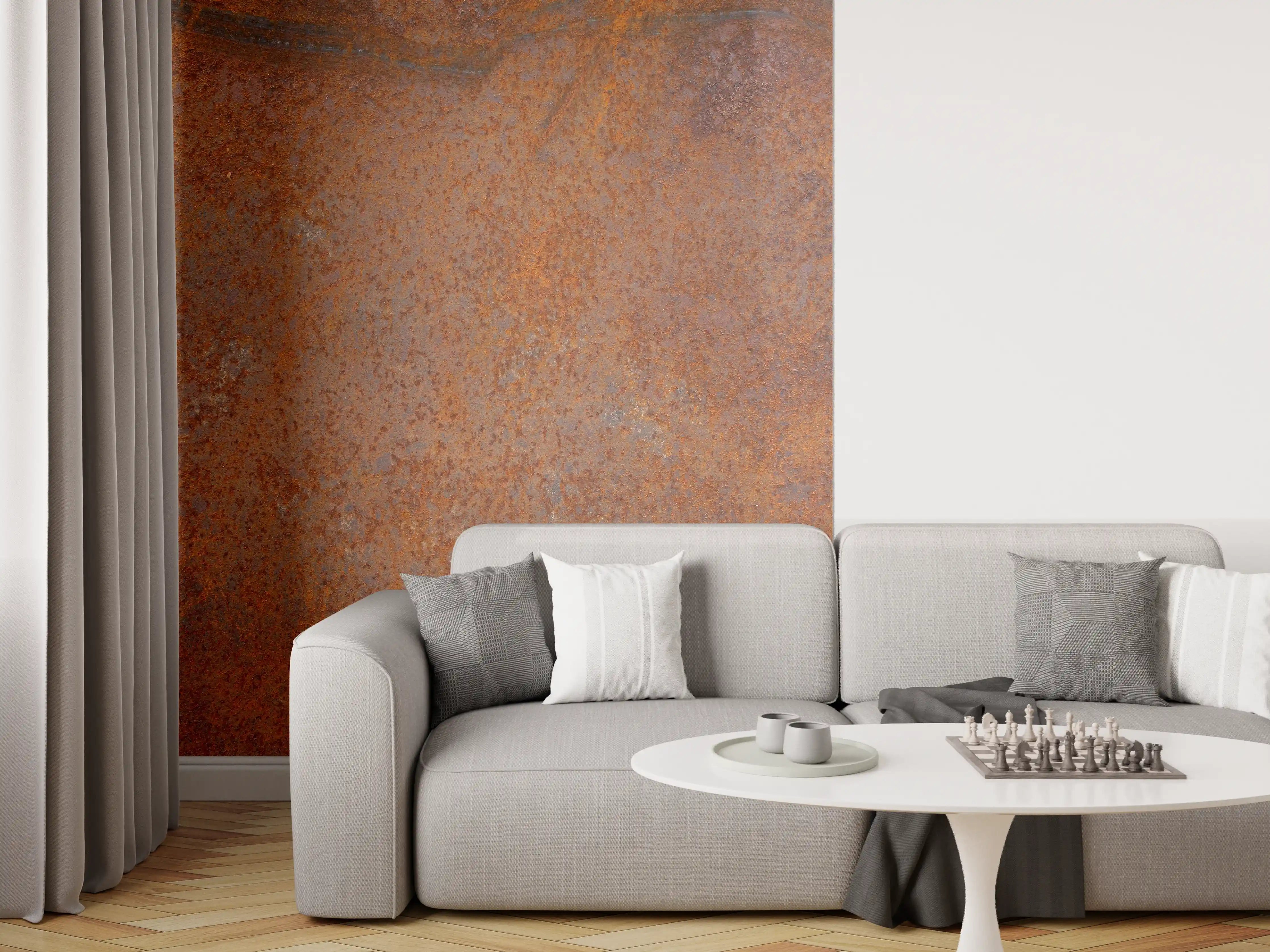 Wandverkleidung Wohnzimmer - Verrostetes Metall