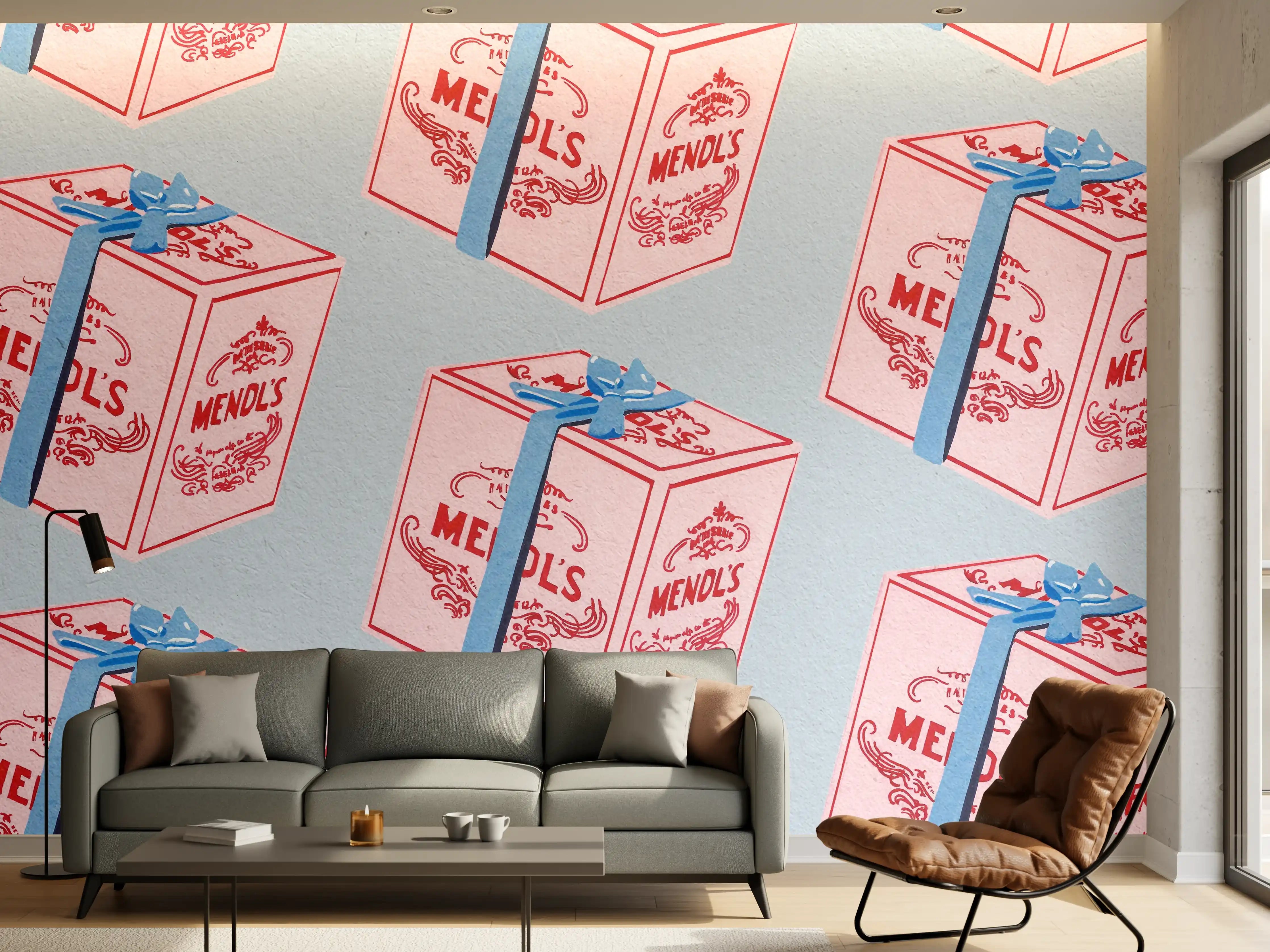 Wandverkleidung Wohnzimmer - Verspielte Geschenkboxen im Retro-Stil