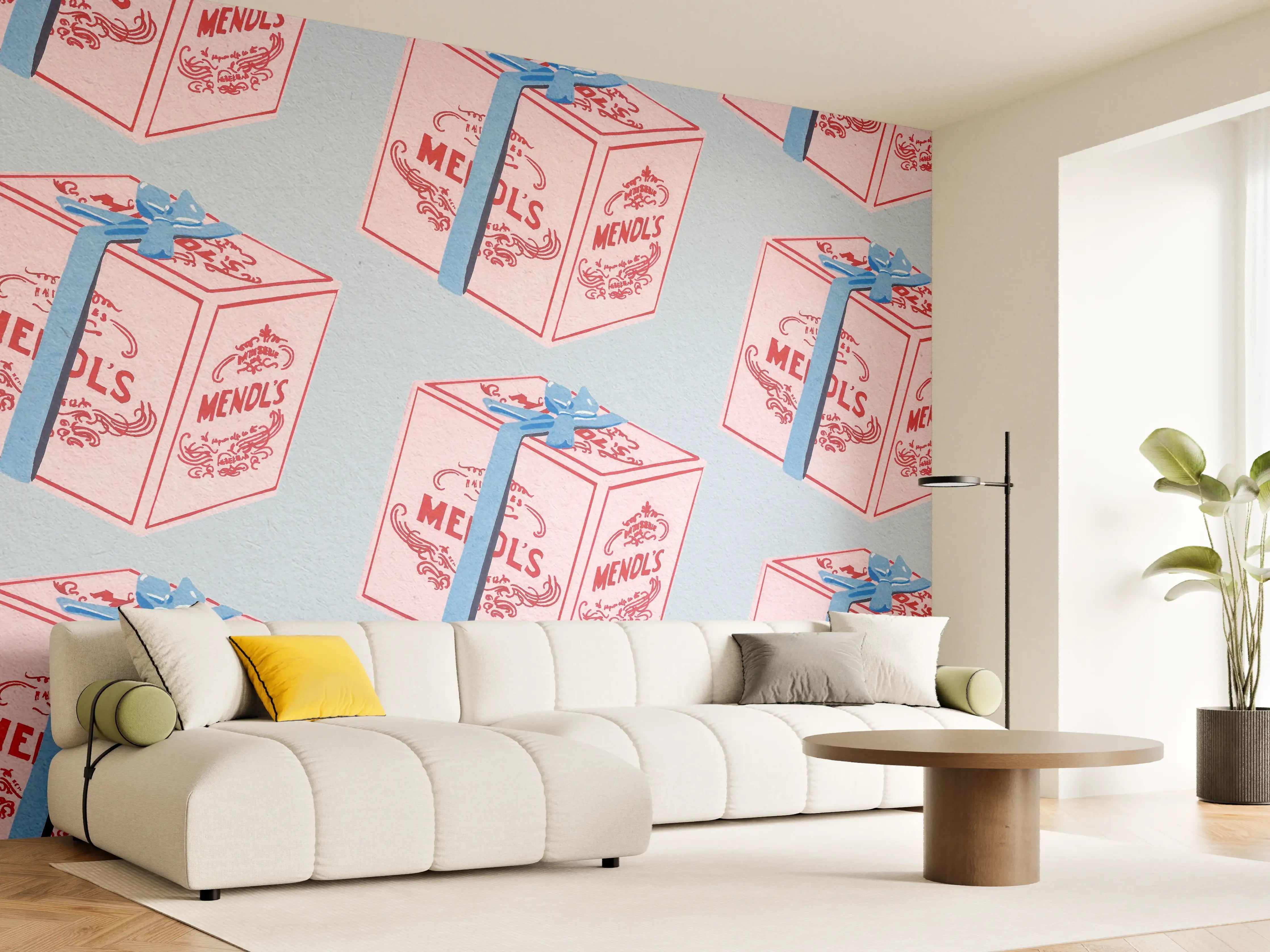 Wandverkleidung Wohnzimmer - Verspielte Geschenkboxen im Retro-Stil