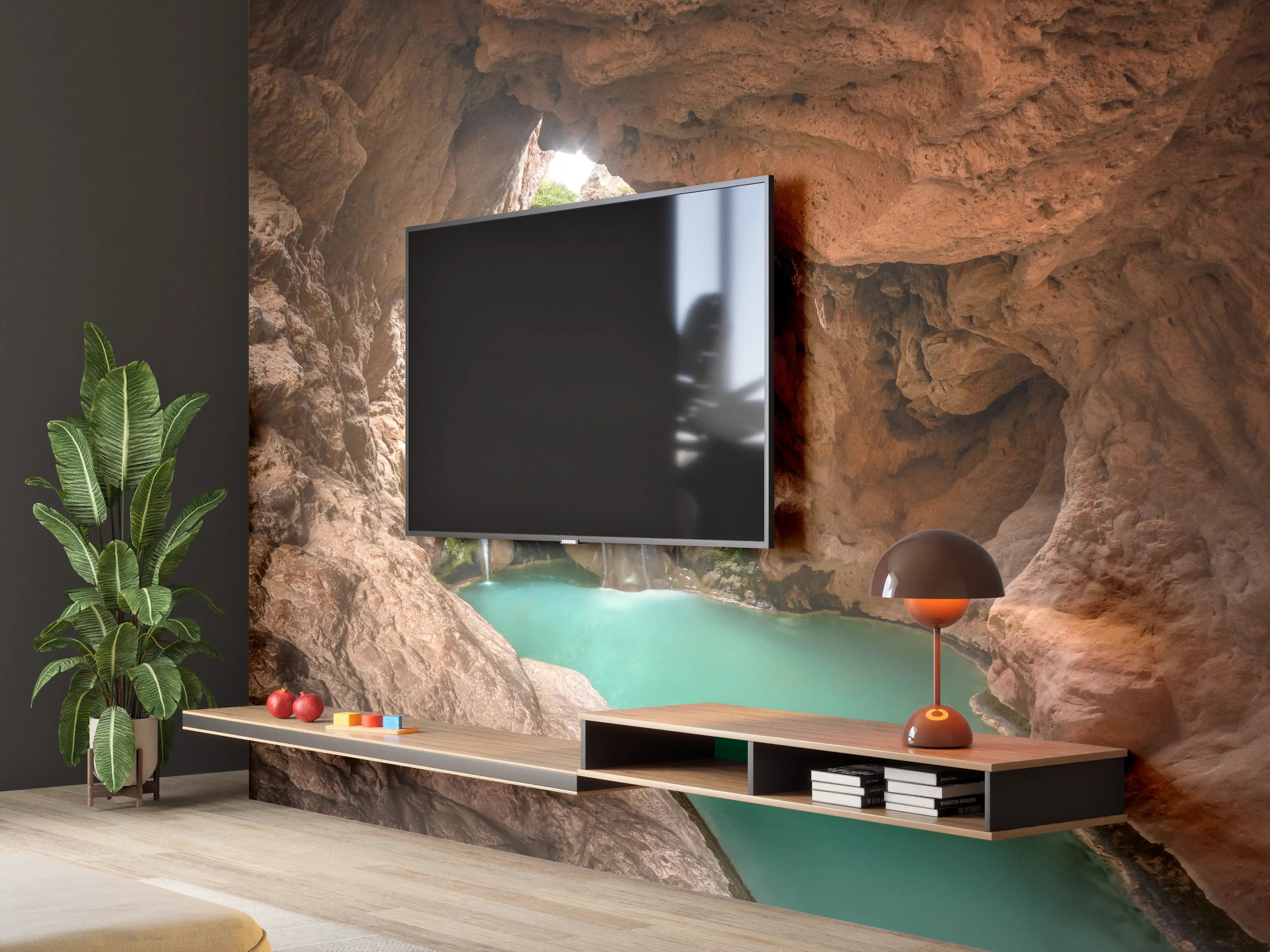 Wandverkleidung Wohnzimmer - Versteckte Wasserhöhle