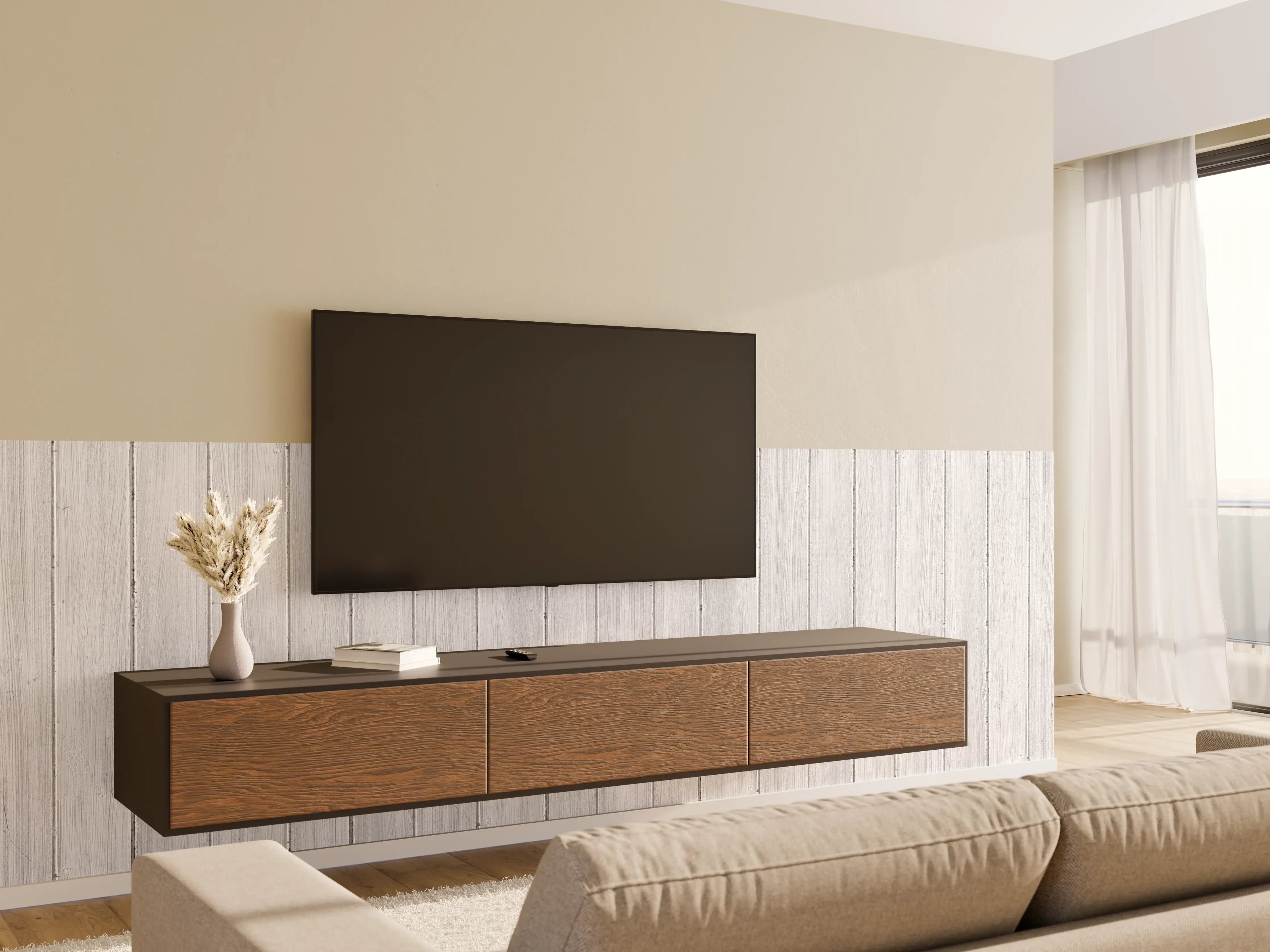 Wandverkleidung Wohnzimmer - Vertikaler Hintergrund aus weißem Holz