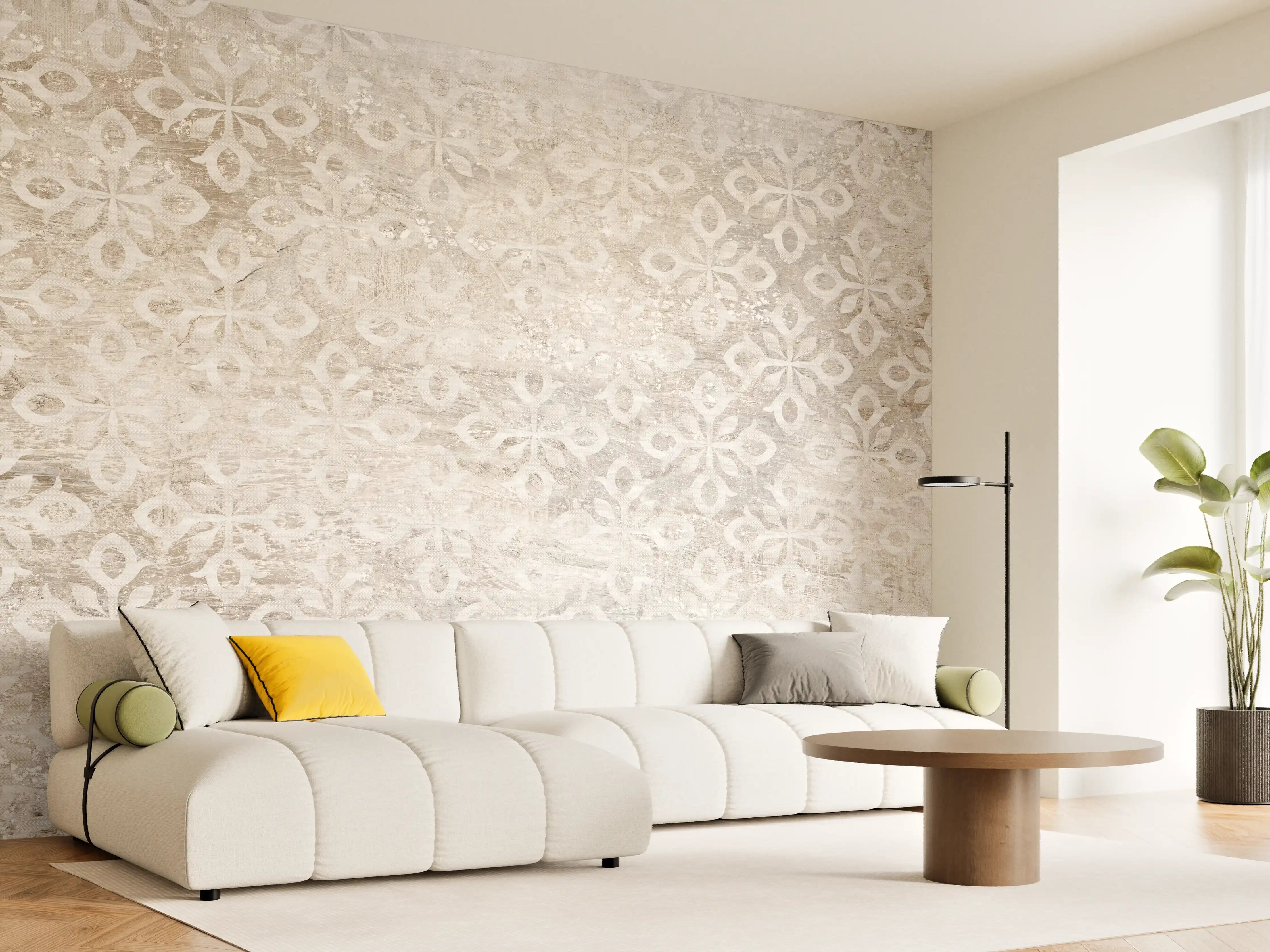 Wandverkleidung Wohnzimmer - Verunreinigtes Ornament Muster
