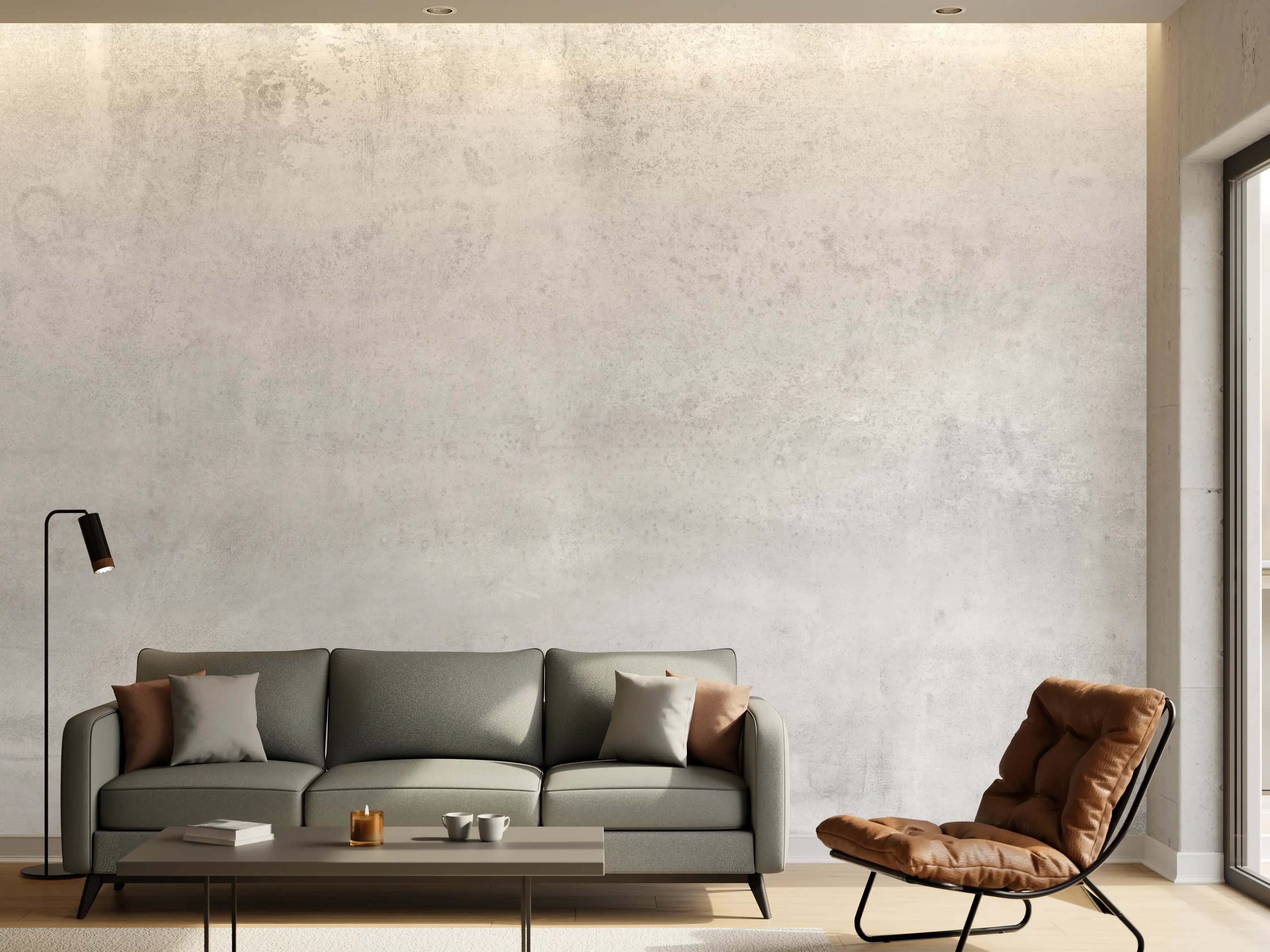 Wandverkleidung Wohnzimmer - Verwitterte graue Zementwand