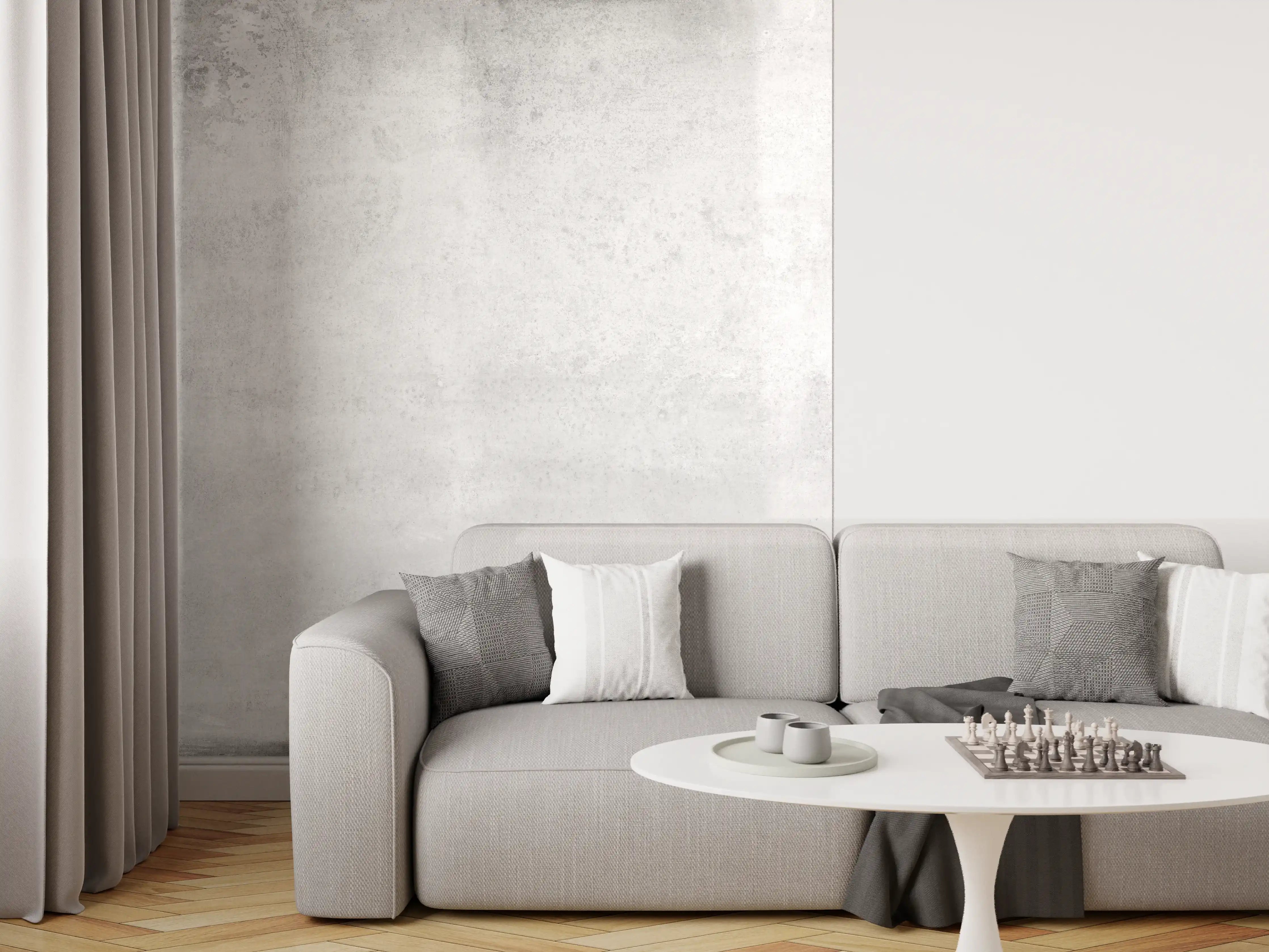 Wandverkleidung Wohnzimmer - Verwitterte graue Zementwand