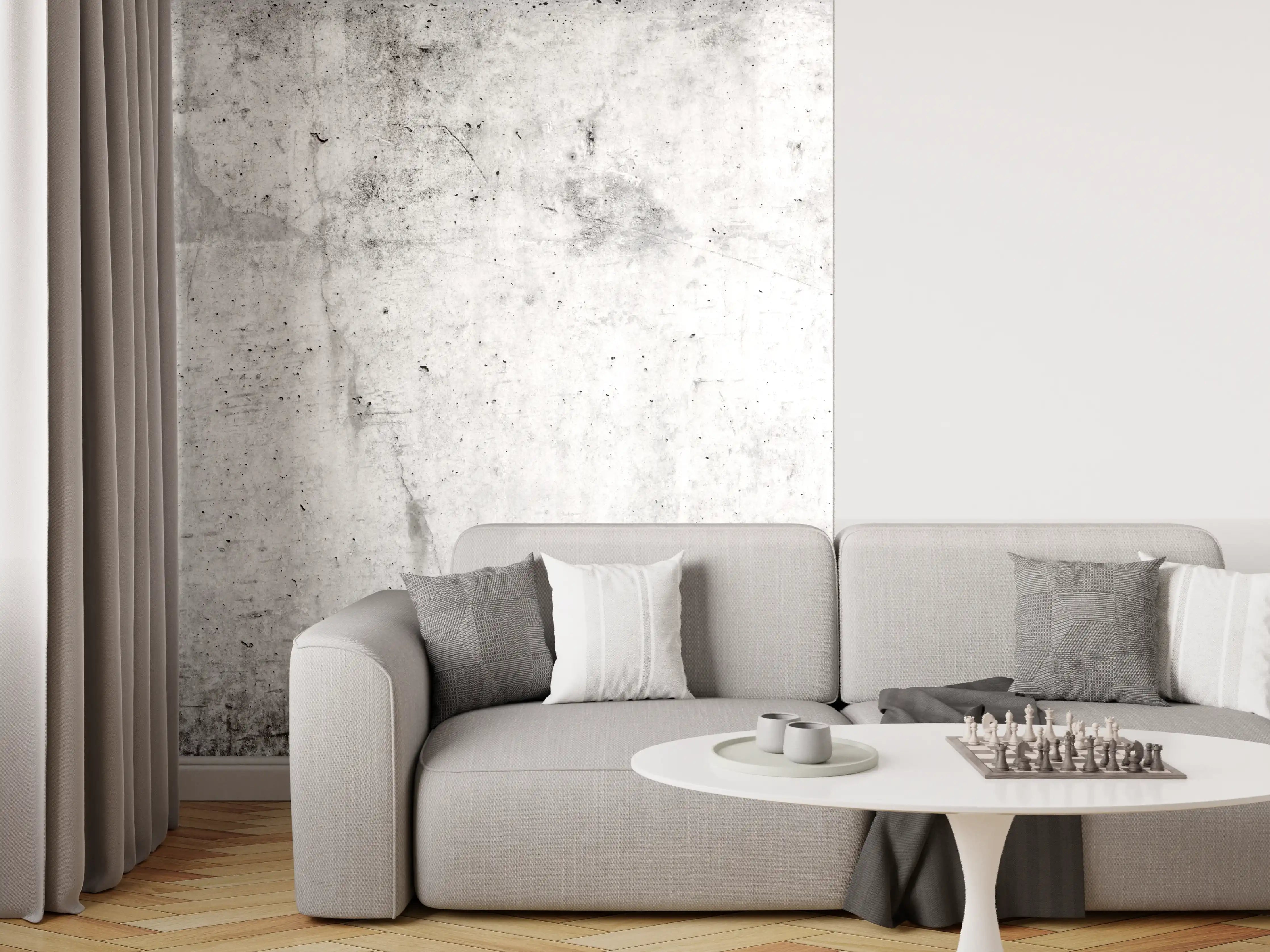 Wandverkleidung Wohnzimmer - Verwitterte weiße Betonwandtextur