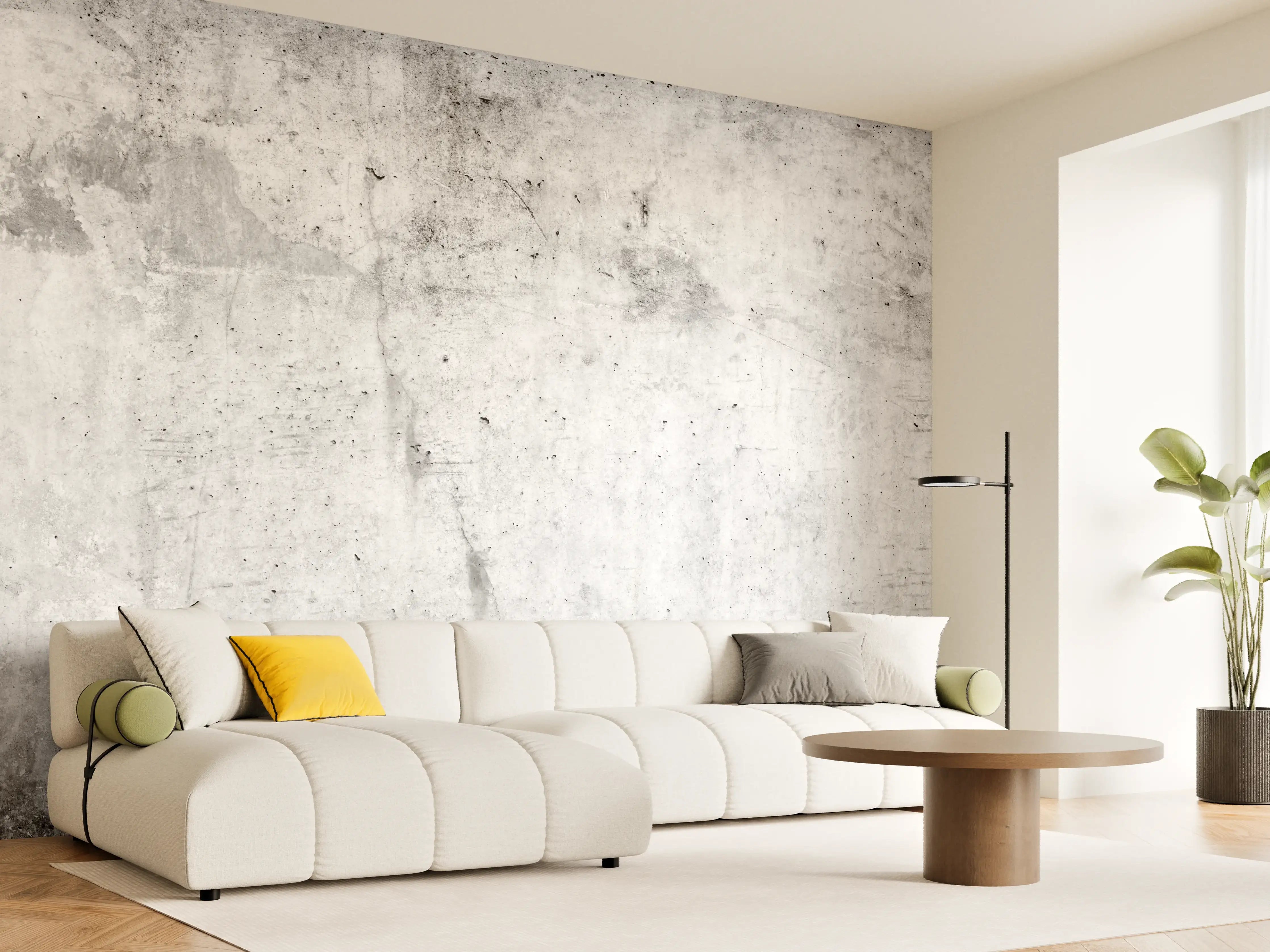 Wandverkleidung Wohnzimmer - Verwitterte weiße Betonwandtextur