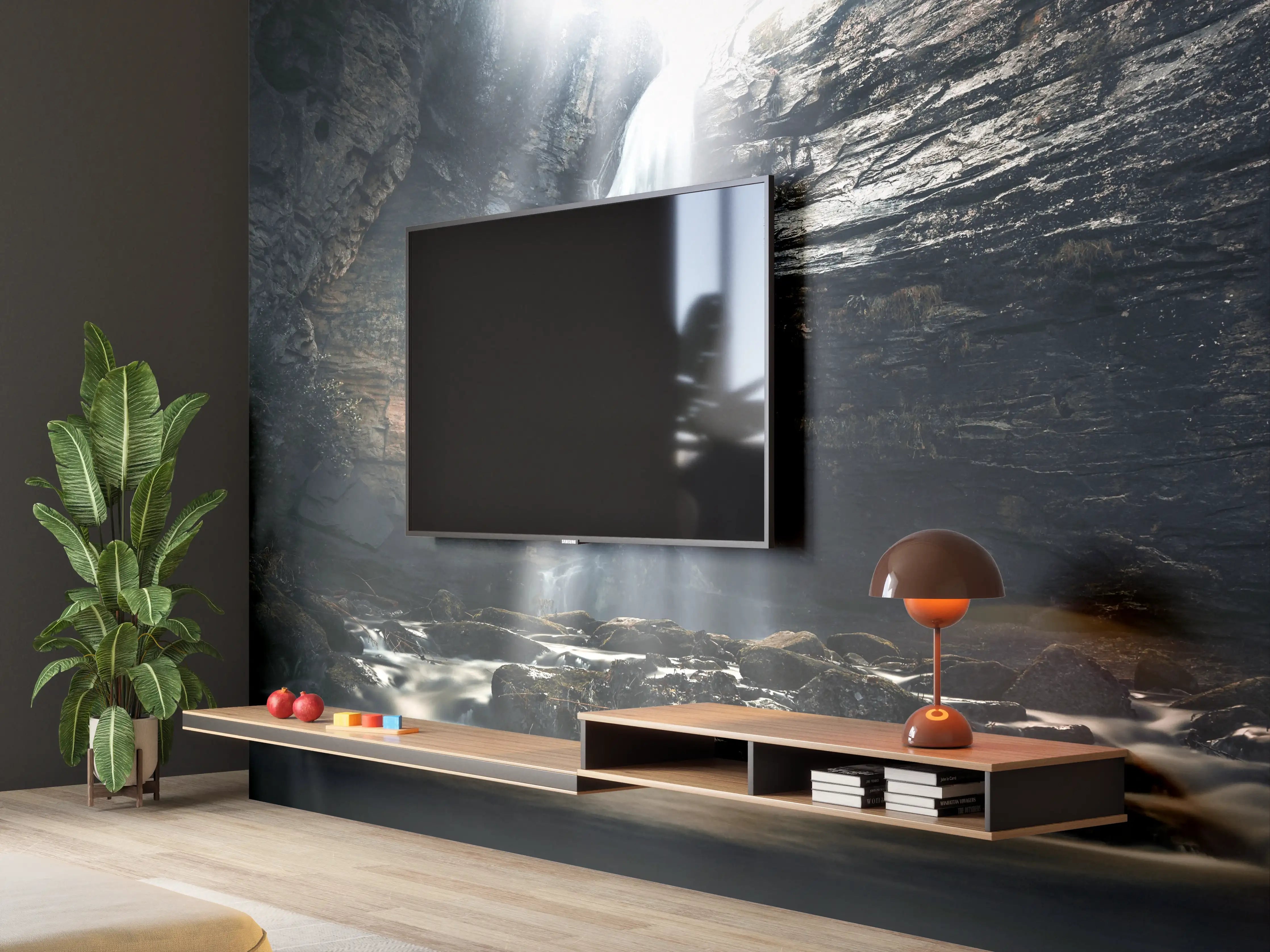 Wandverkleidung Wohnzimmer - Verzaubernder Wasserfall in der Natur