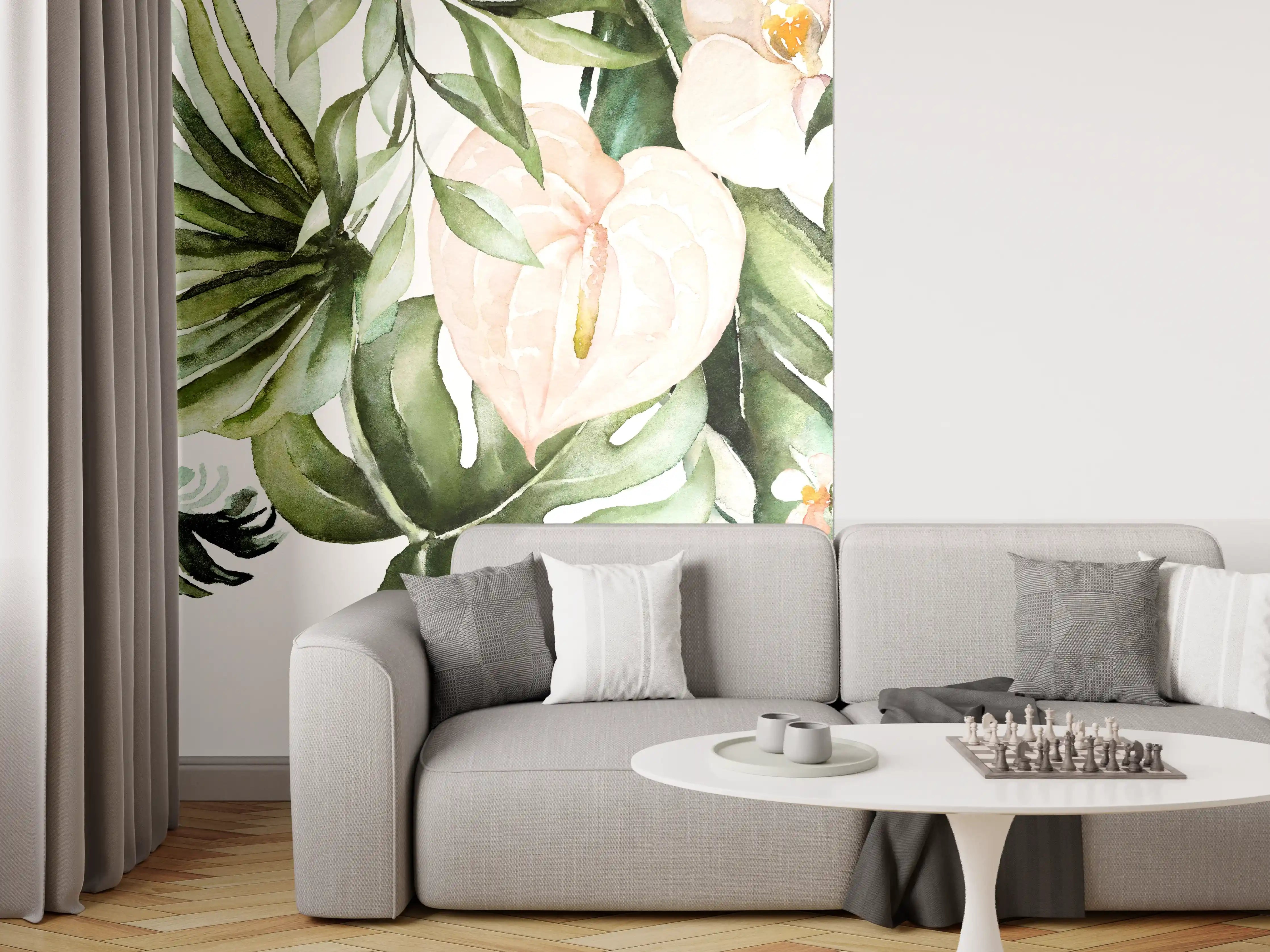 Wandverkleidung Wohnzimmer - Vibrante tropische Pflanzenwelt