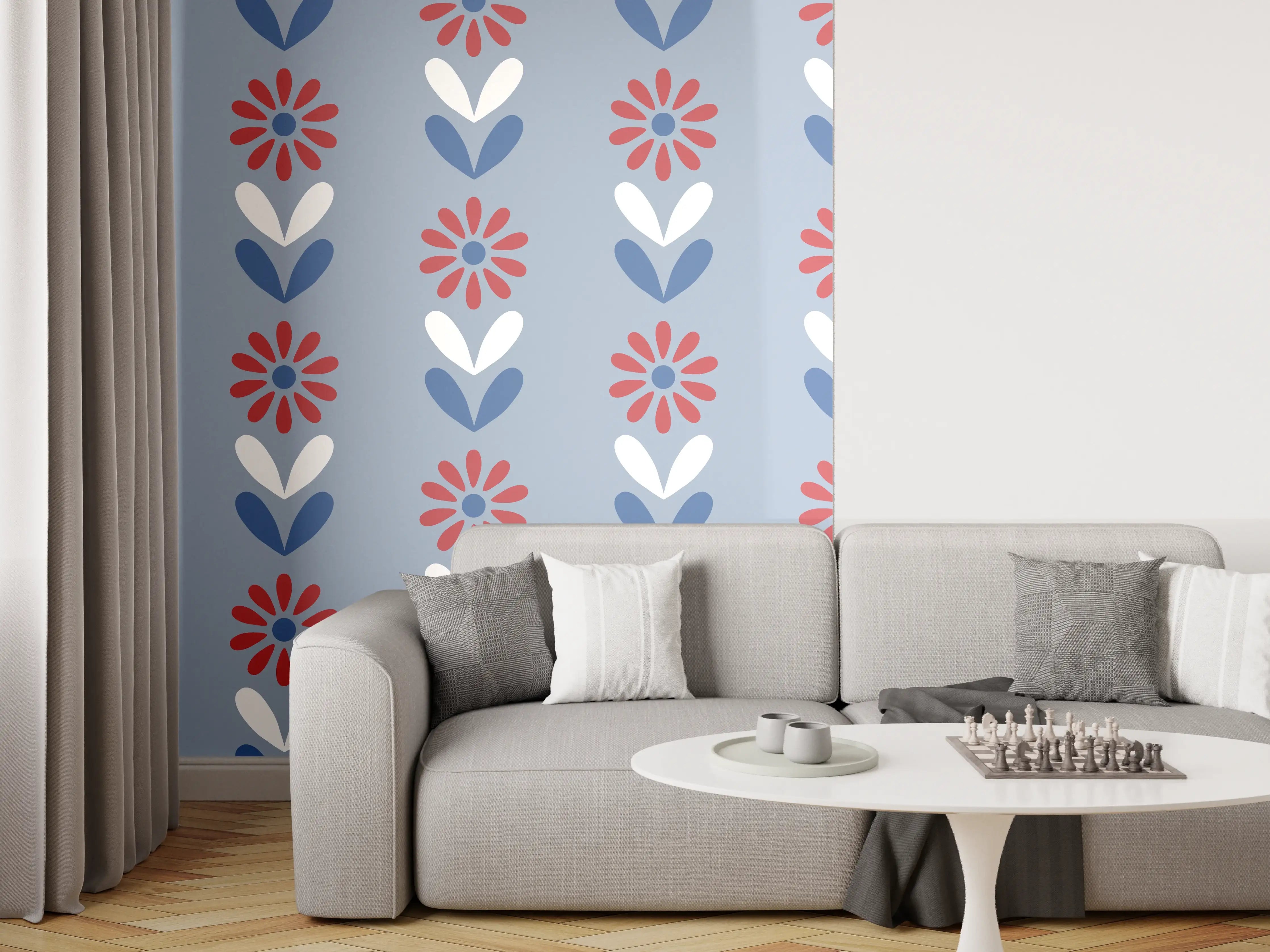 Wandverkleidung Wohnzimmer - Vintage Bloom Gänseblümchen Tapete