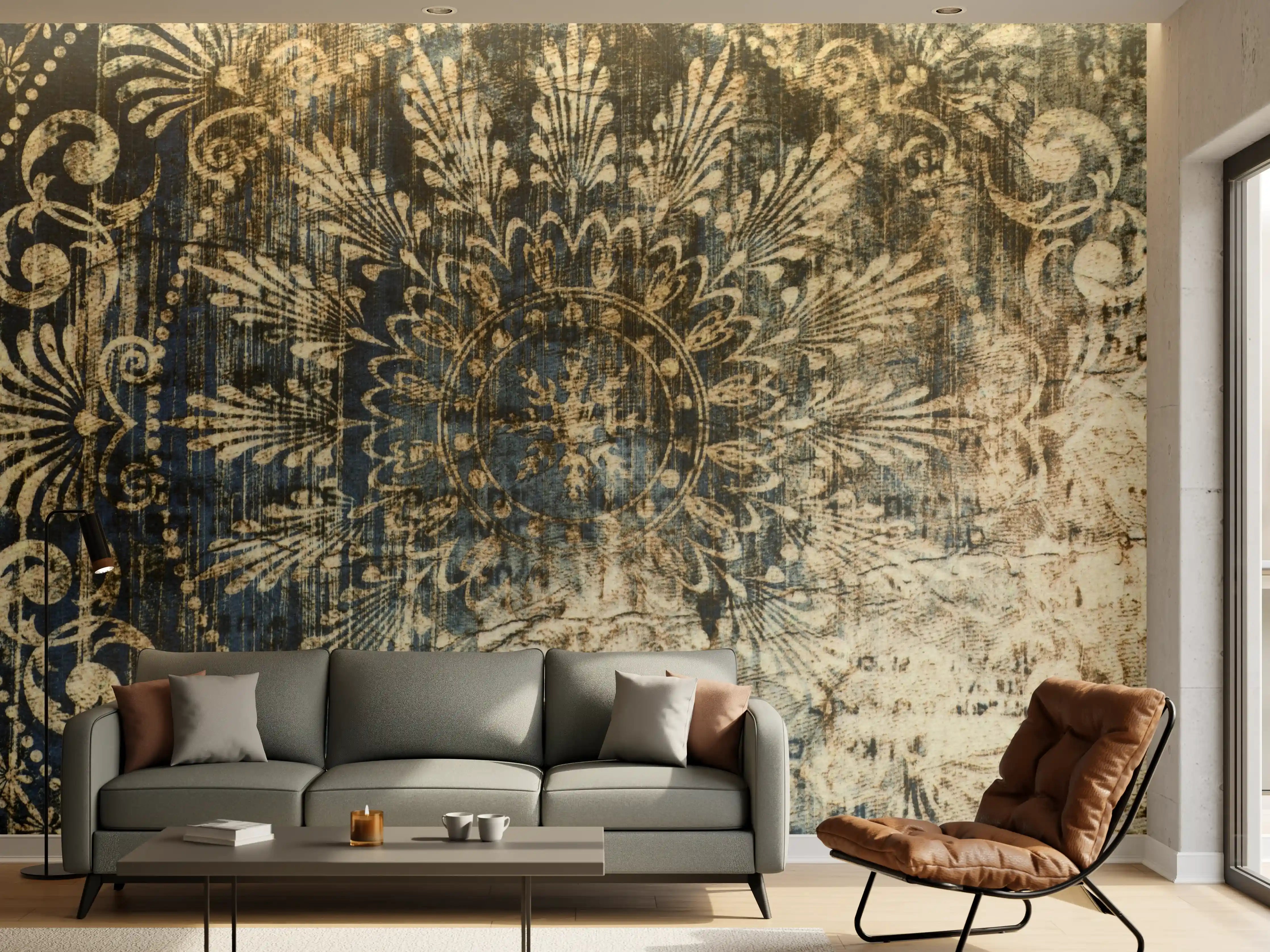 Wandverkleidung Wohnzimmer - Vintage-Muster mit Antik-Charme