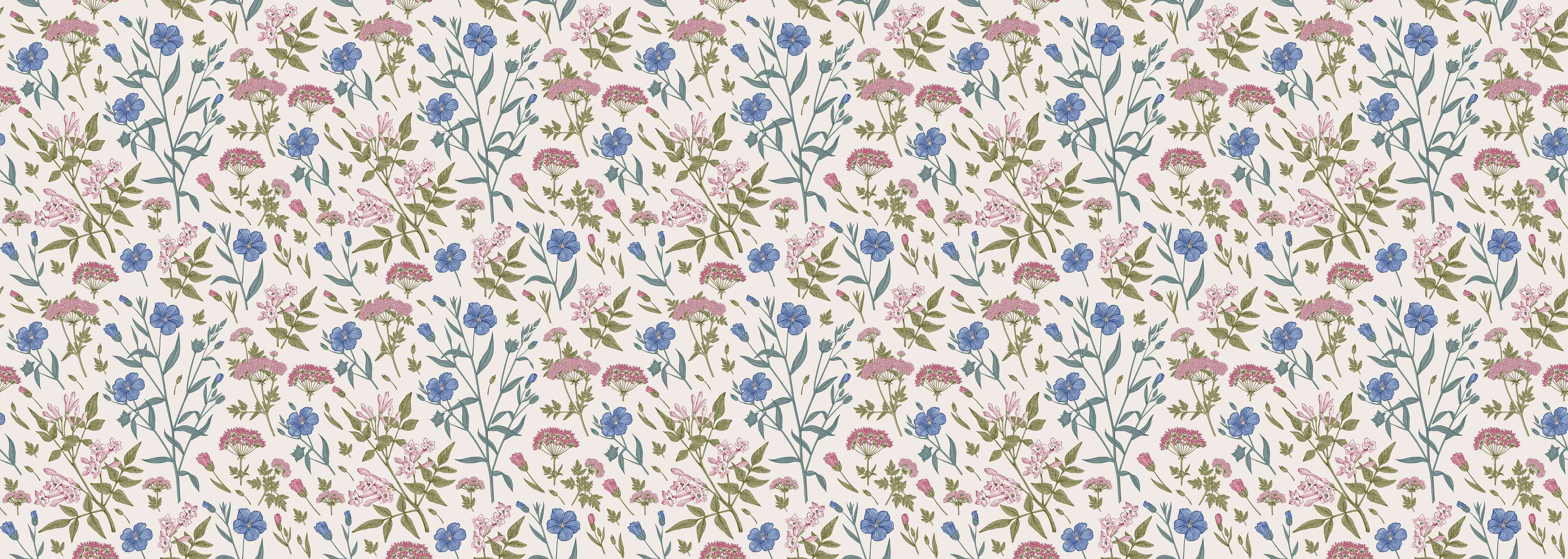 Wandverkleidung Wohnzimmer-Vintage Pastell-Blumenmuster
