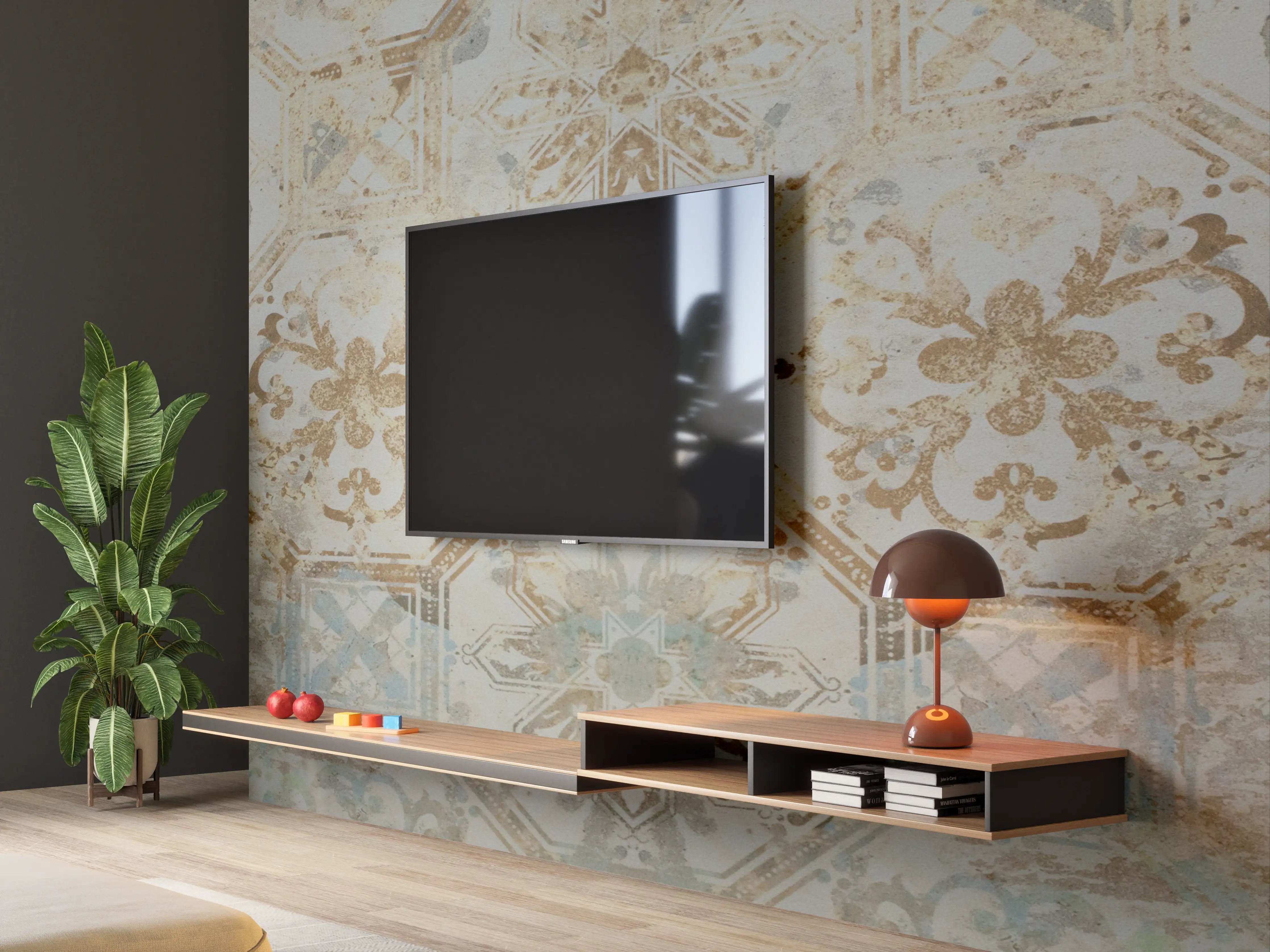 Wandverkleidung Wohnzimmer - Vintage Tapetenmuster
