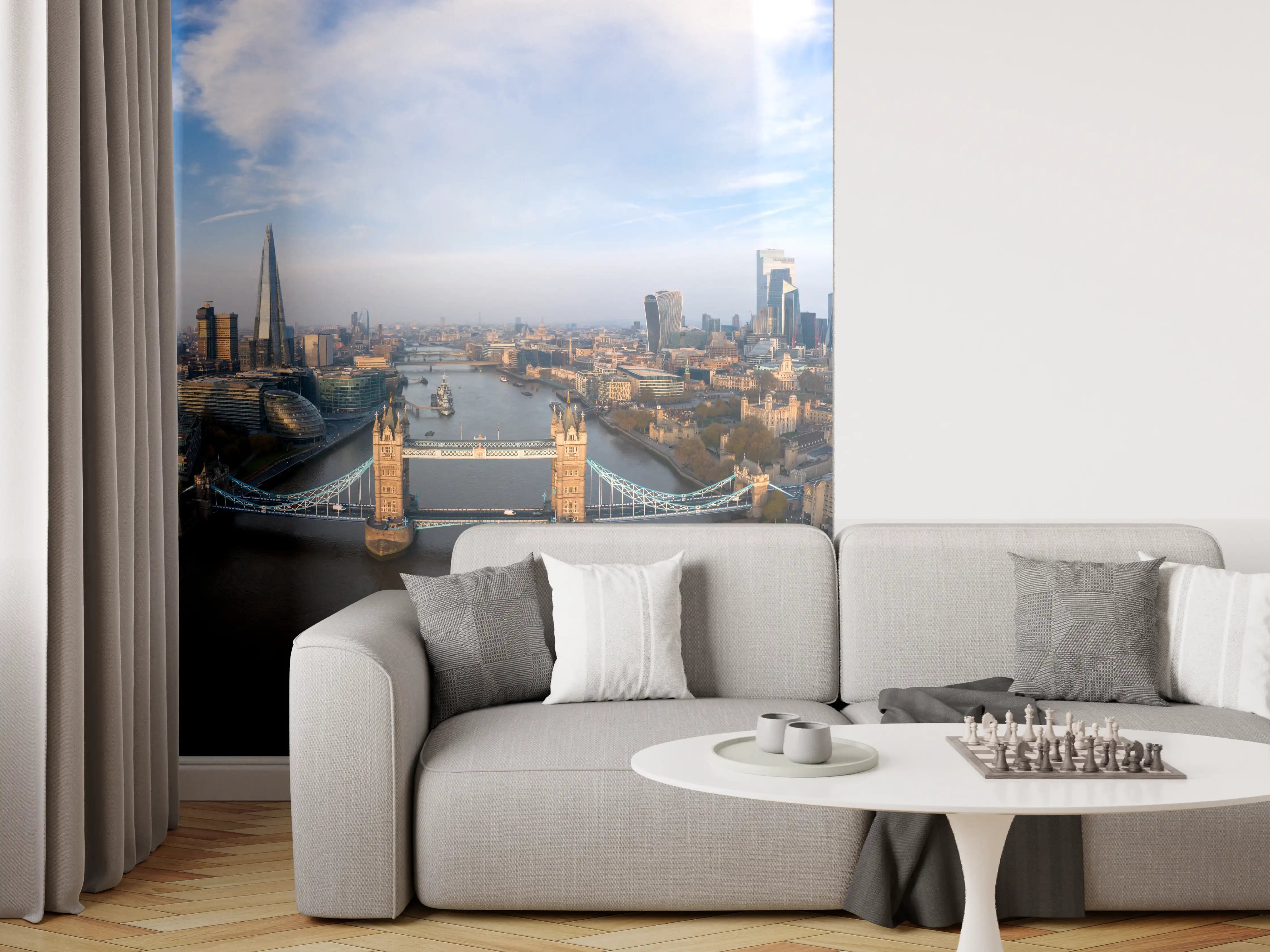 Wandverkleidung Wohnzimmer - Vogelperspektive der Tower Bridge, London