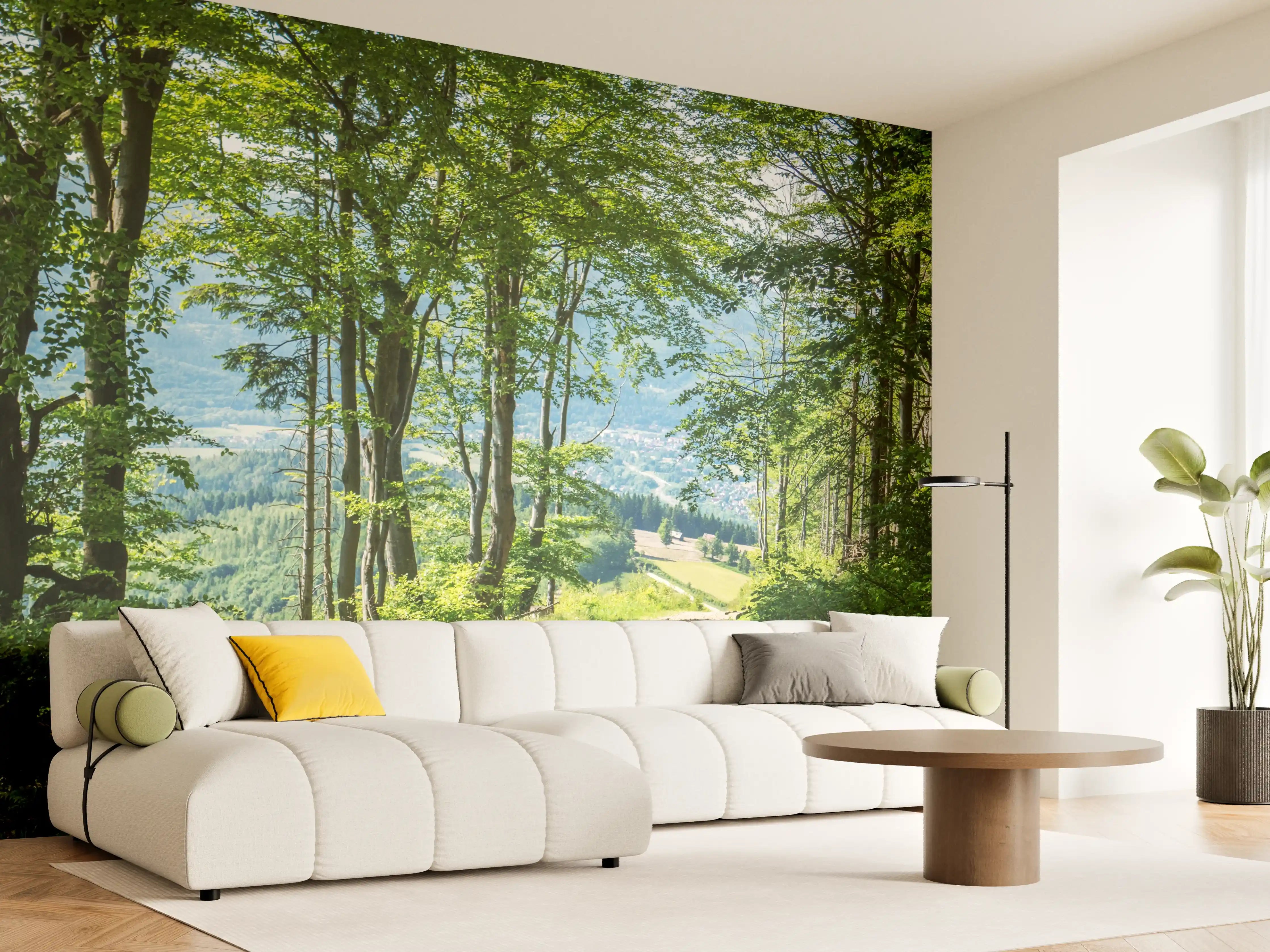 Wandverkleidung Wohnzimmer - Waldweg Beskiden Polen