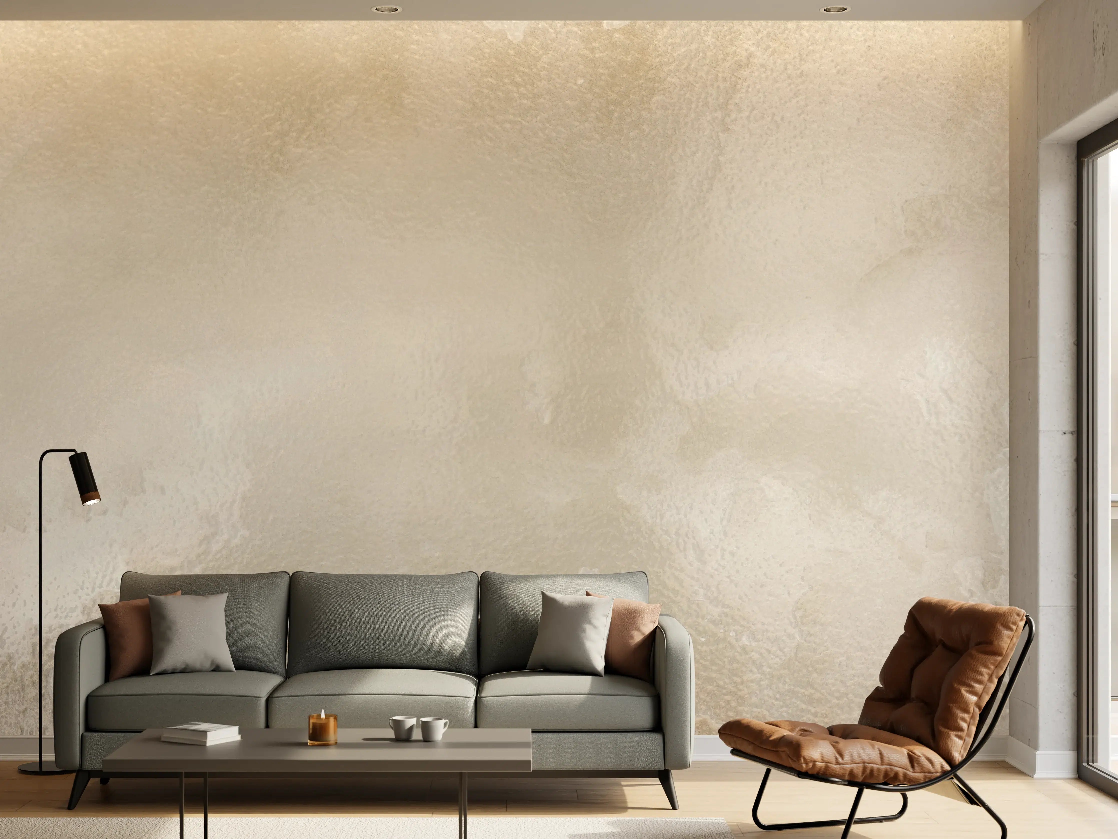 Wandverkleidung Wohnzimmer - Wand aus Naturstein mit warmer Optik